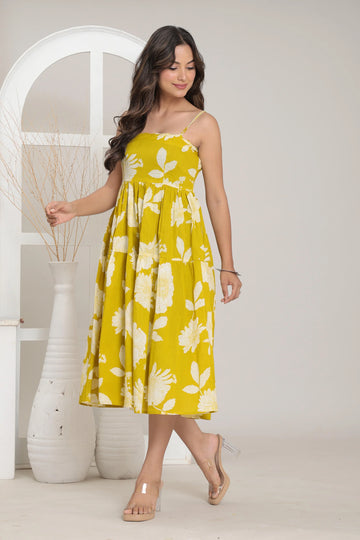 Sunny Bloom Tiered Midi Dress