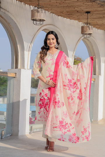 Blush Bloom Kurta Set | Embroidery Work