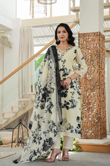 Blush Blue Bloom Pure Cotton Kurta Set