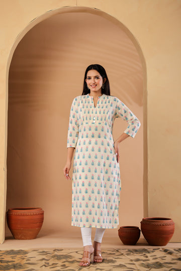 Light & Refreshing White Printed Kurti