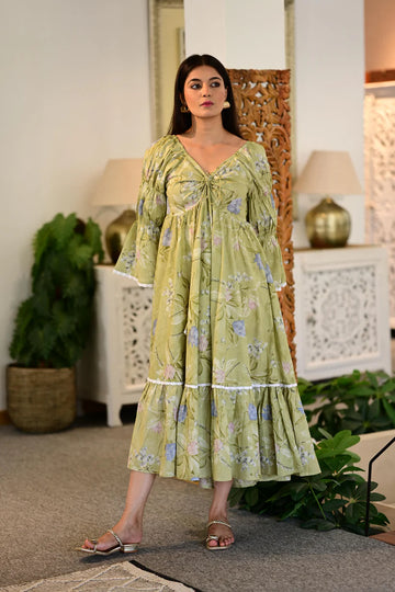 Olive Bloom Boho Dress