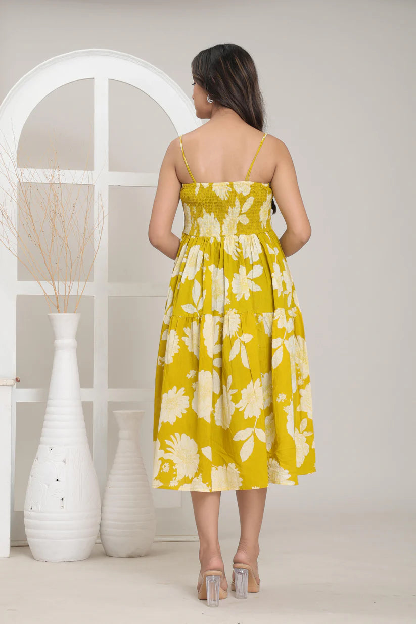 Sunny Bloom Tiered Midi Dress