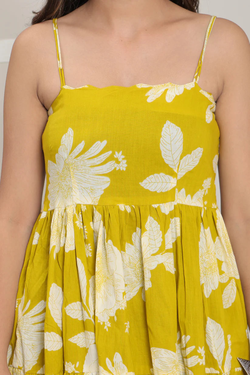 Sunny Bloom Tiered Midi Dress