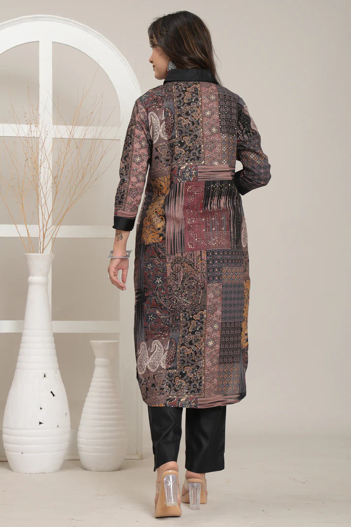 Noir Mosaic Pure Cotton Kurta Set