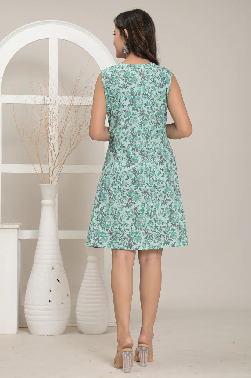 Aqua Bloom Summer Dress