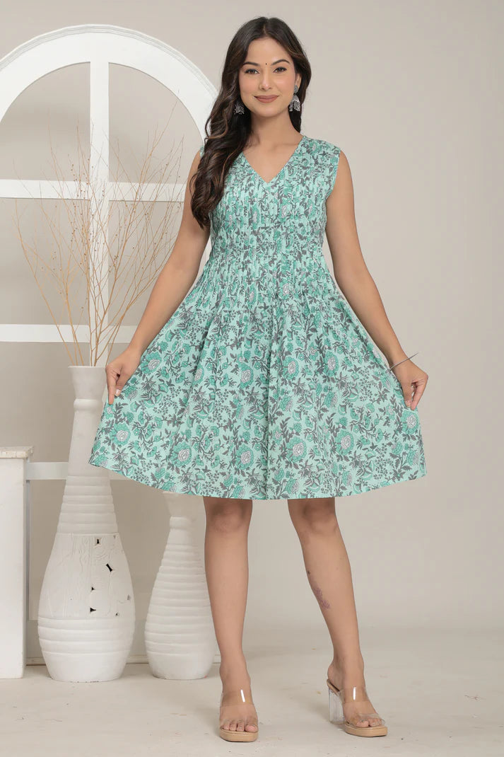 Aqua Bloom Summer Dress