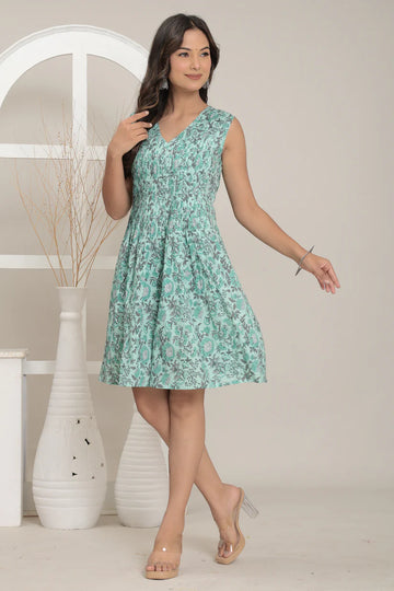 Aqua Bloom Summer Dress