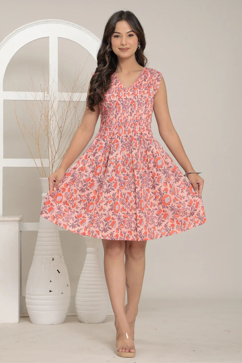 Peach Petal Smocked Dress