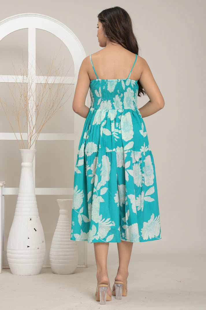 Aqua Bloom Summer Dress
