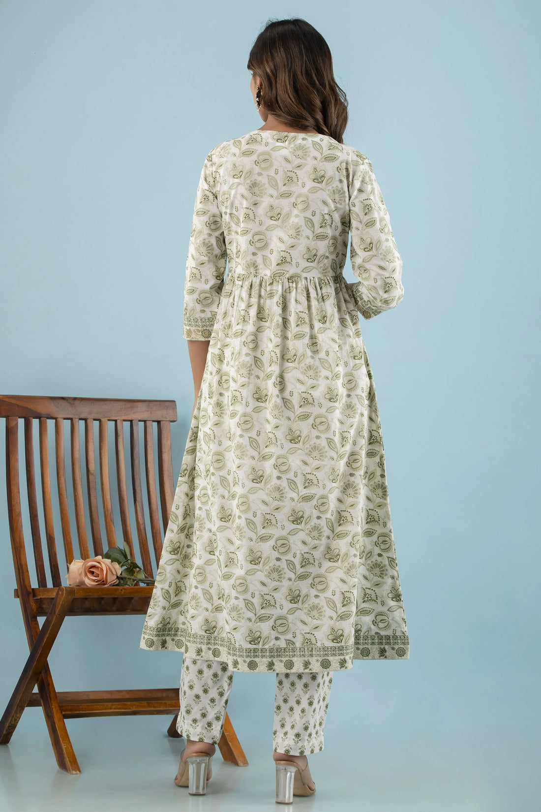 Share ODESSA - Yolk Design Printed A-line Kurta Set