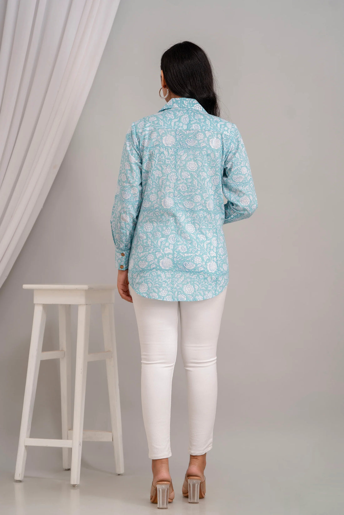 HALEY - Floral Printed Handblock Cotton Shirt