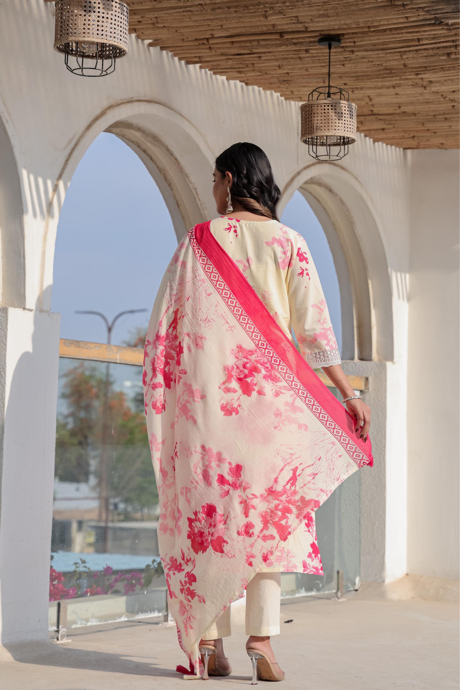 Blush Bloom Kurta Set | Embroidery Work