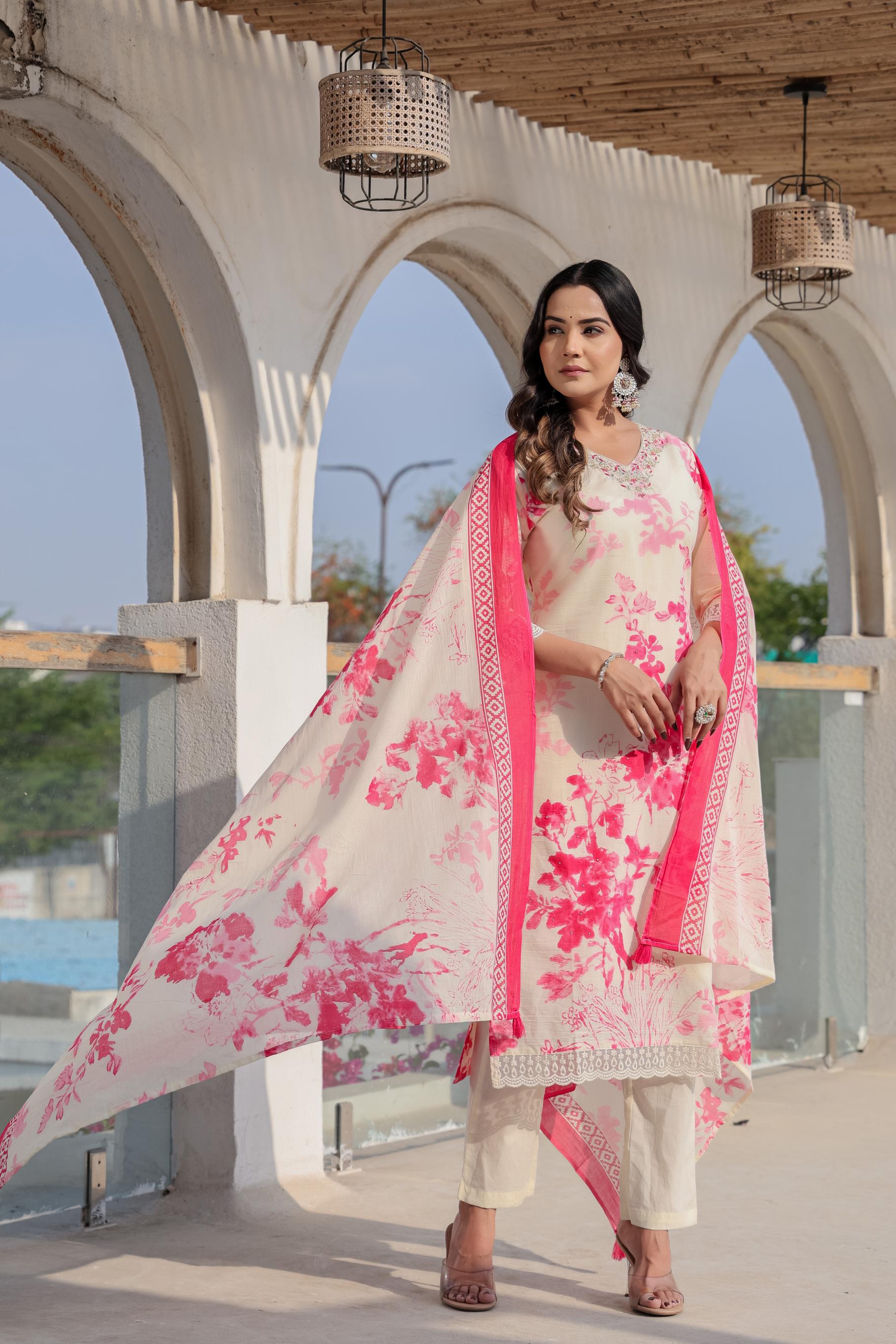 Blush Bloom Kurta Set | Embroidery Work