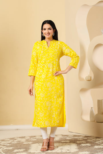 Bright & Cheerful Yellow Kurti – Perfect Blend of Comfort and Style