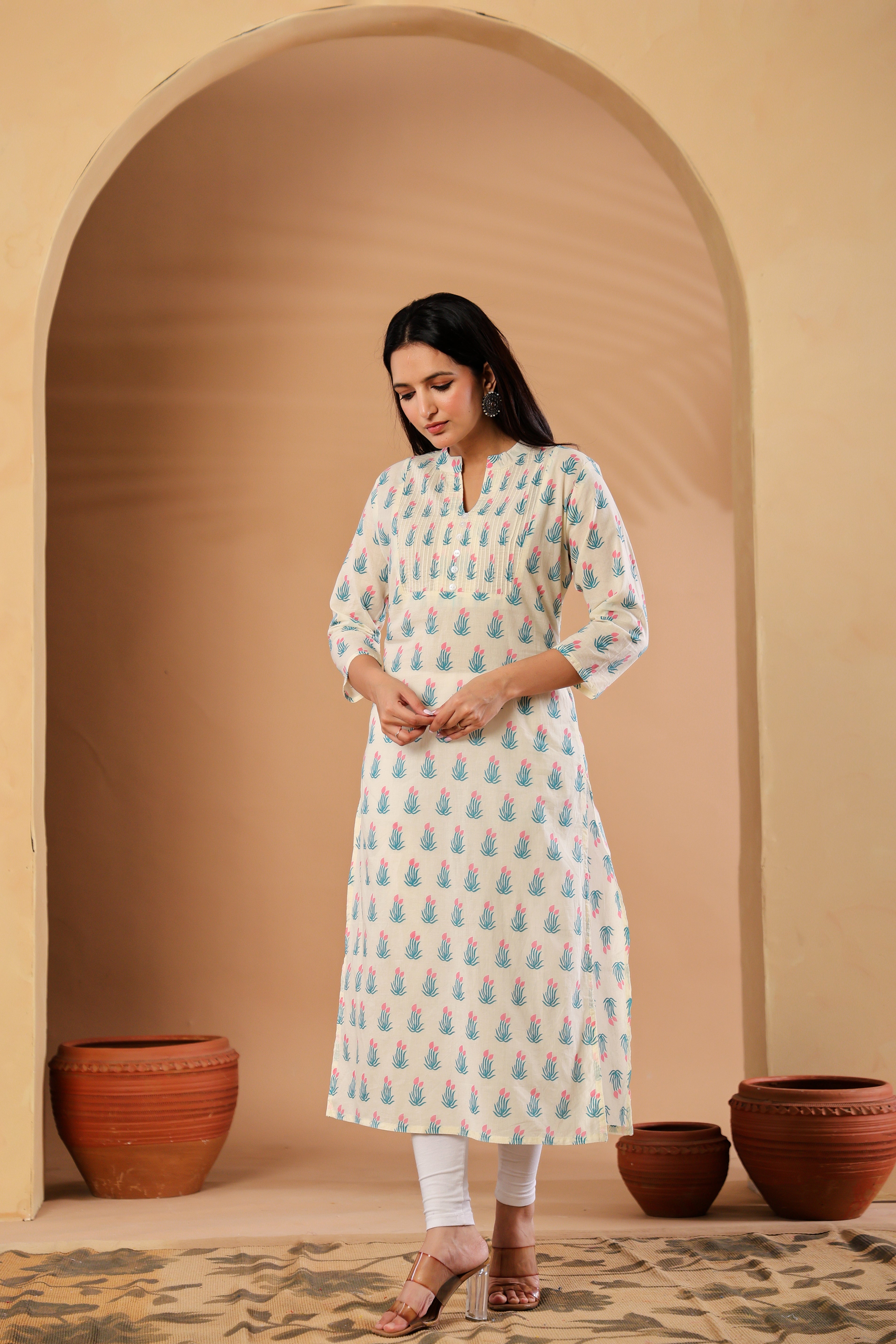 Light & Refreshing White Printed Kurti