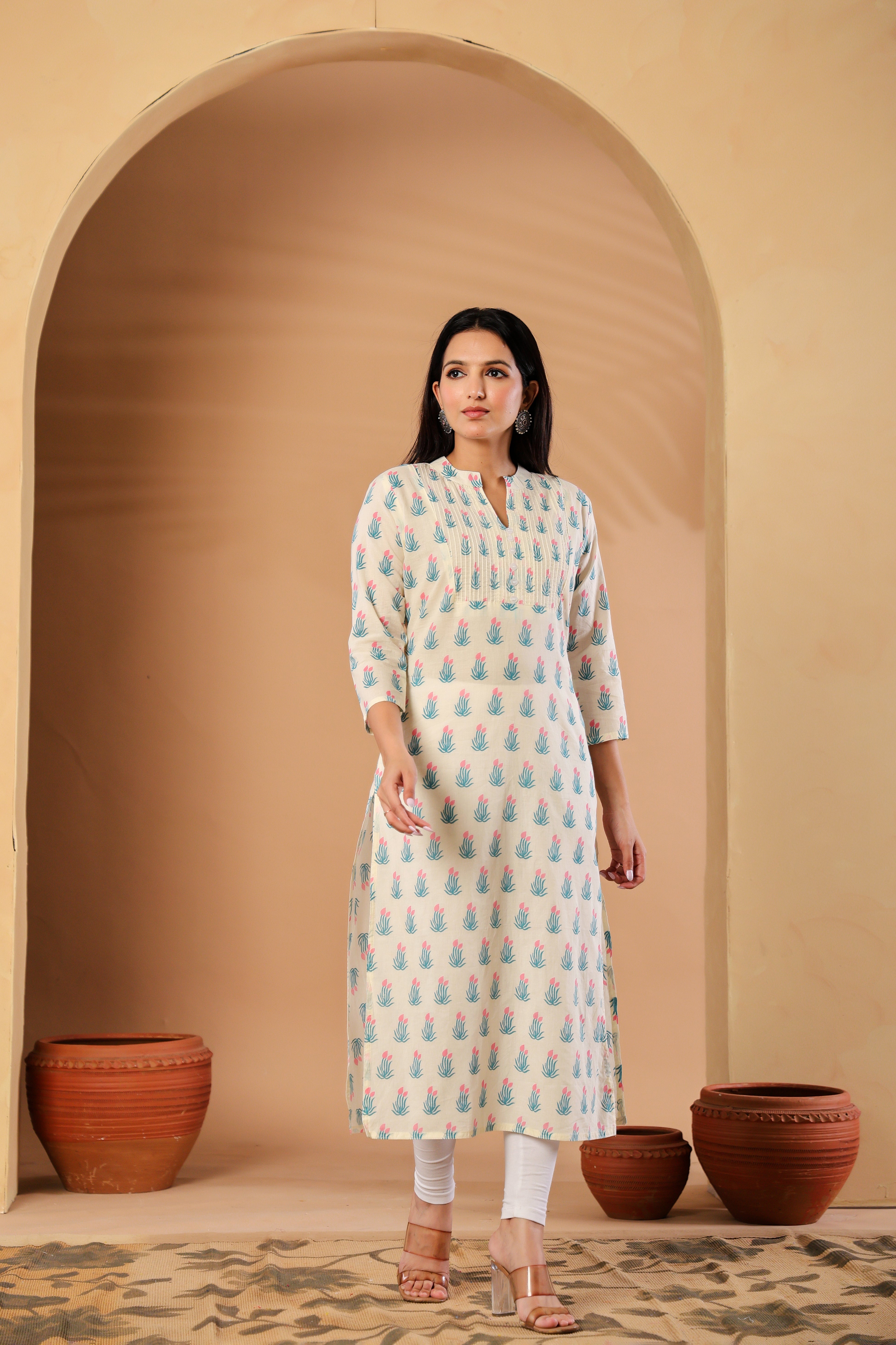 Light & Refreshing White Printed Kurti