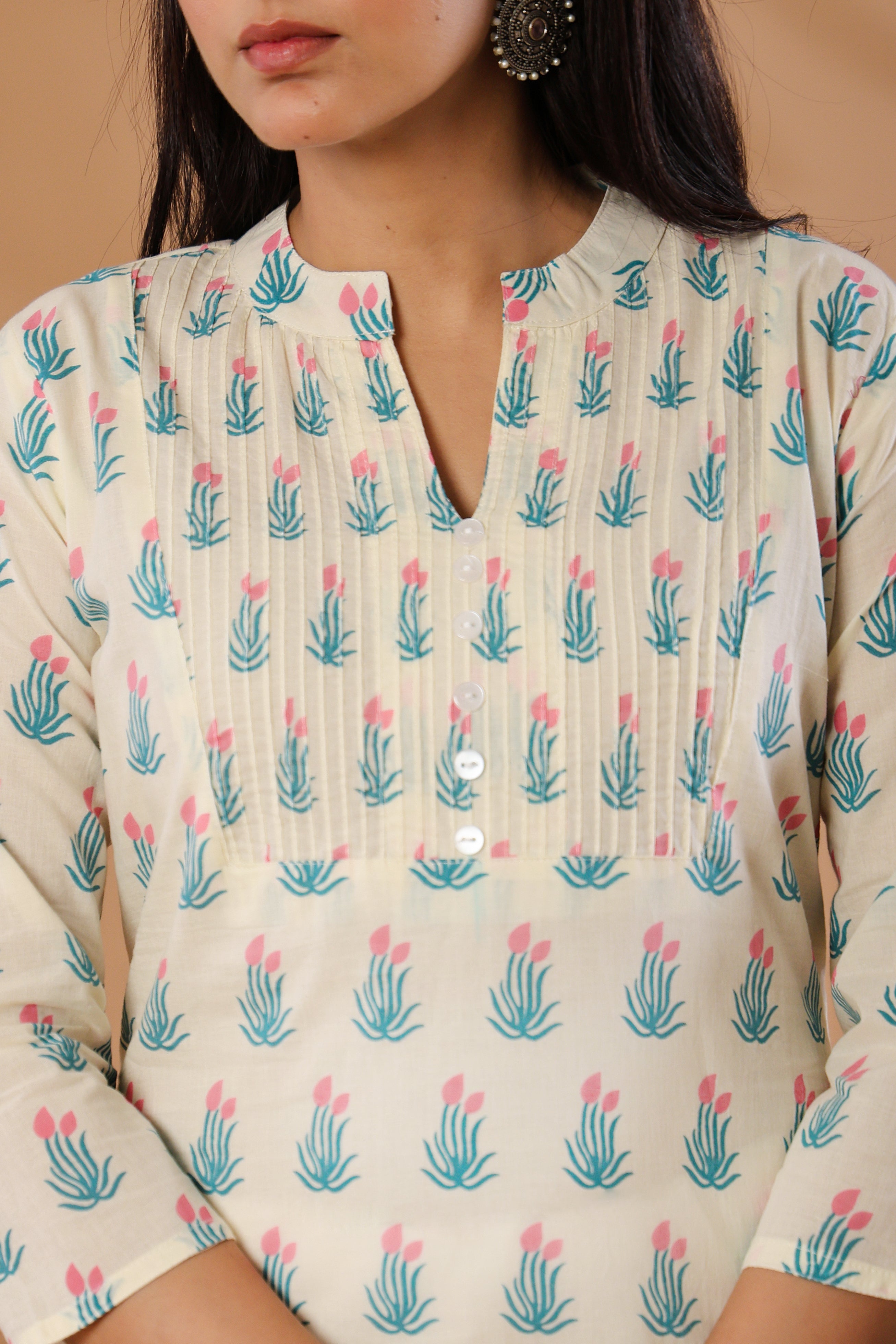 Light & Refreshing White Printed Kurti