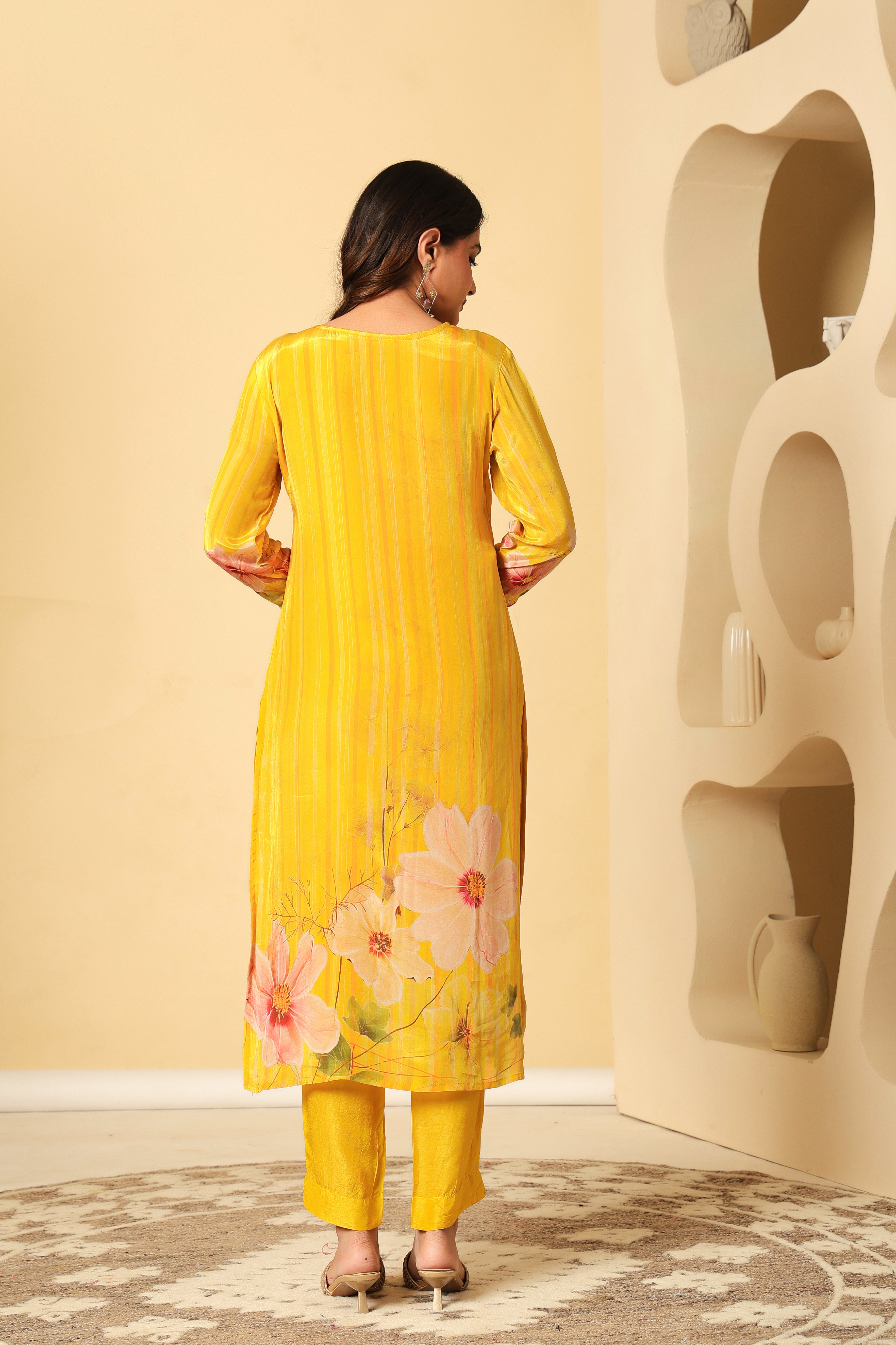 Sunshine Yellow Floral Kurta Set with Dupatta – Festive & Elegant Look