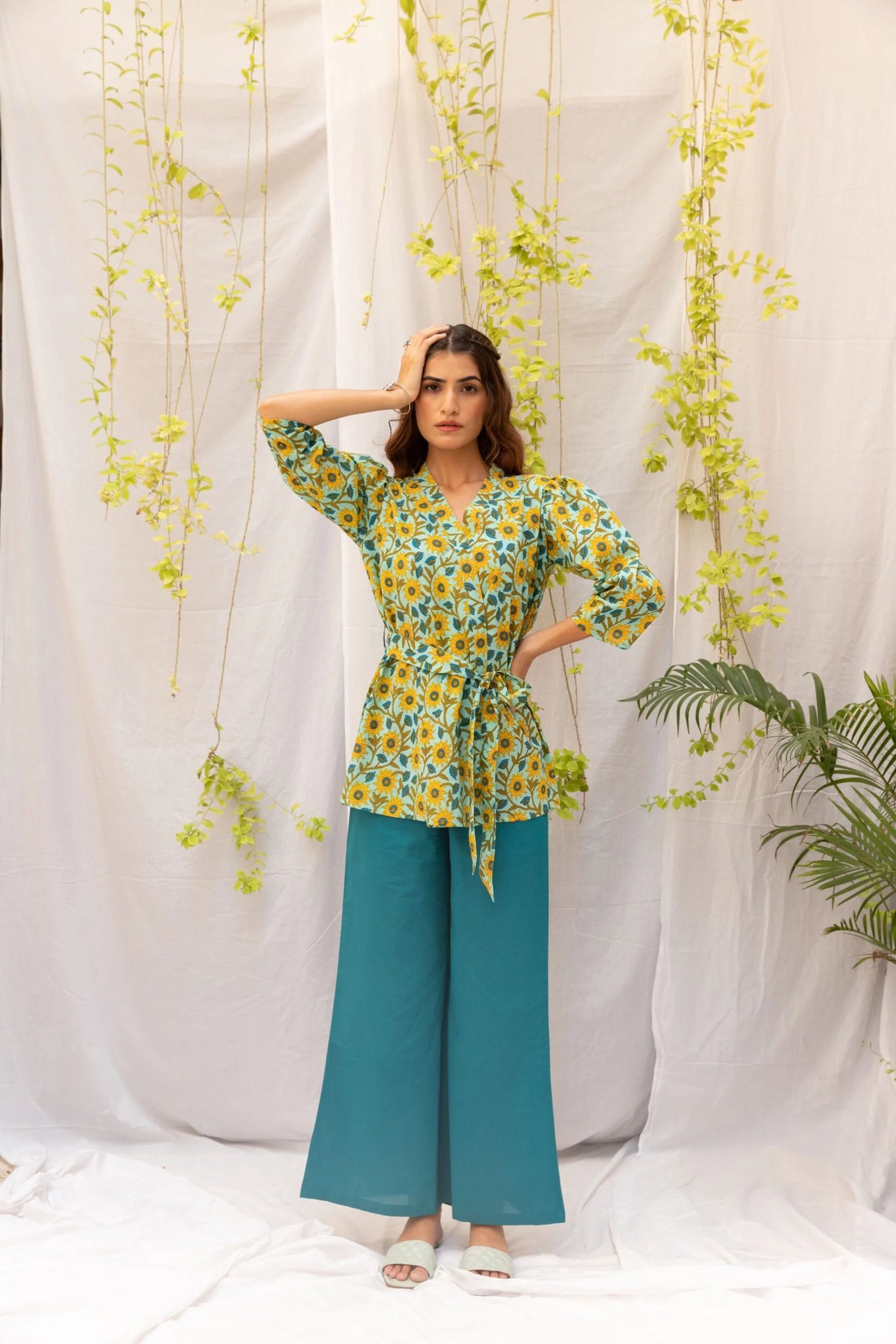 BLAIR - Wrap Top with Wide Pants Set