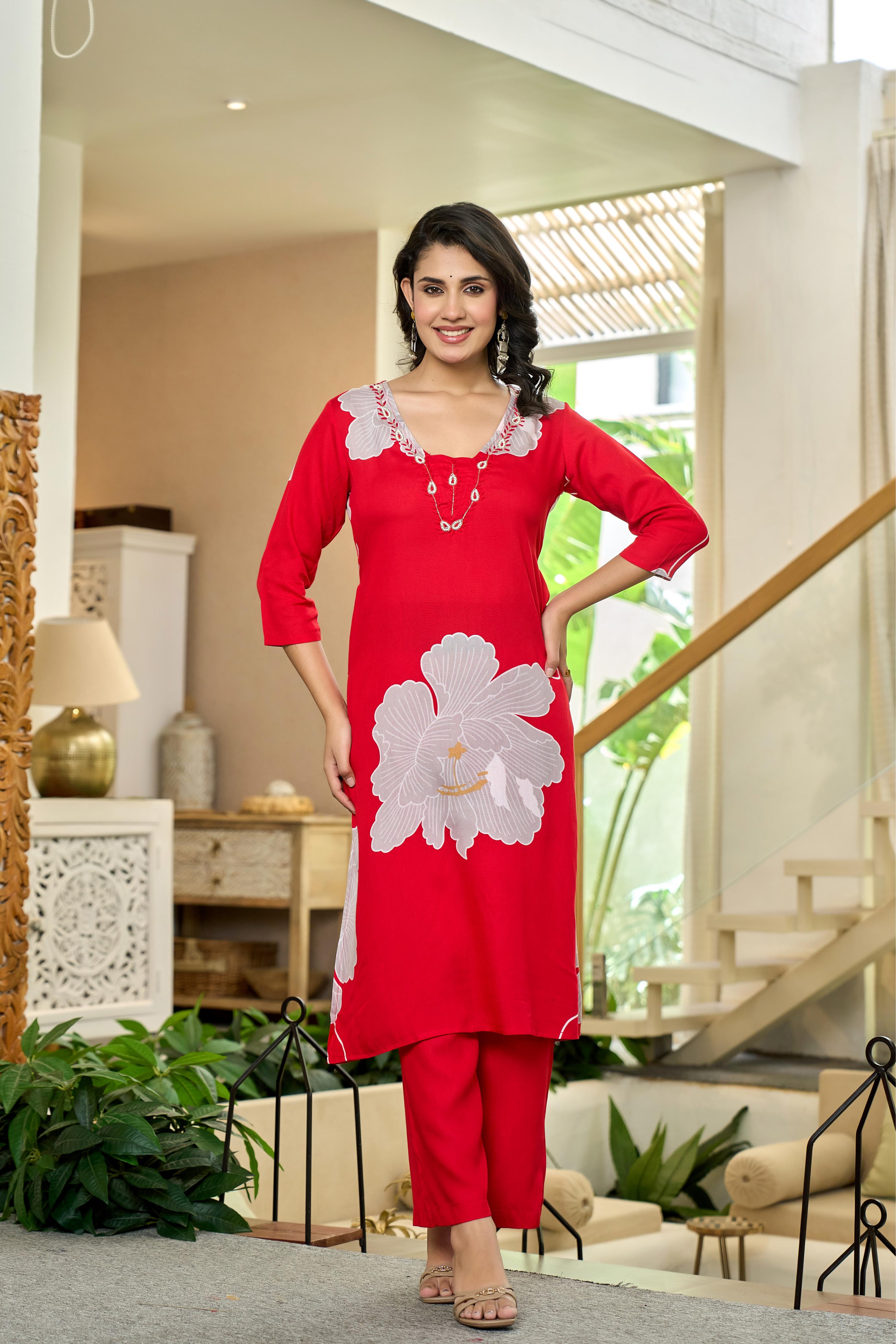 Crimson Orchid Kurta Set