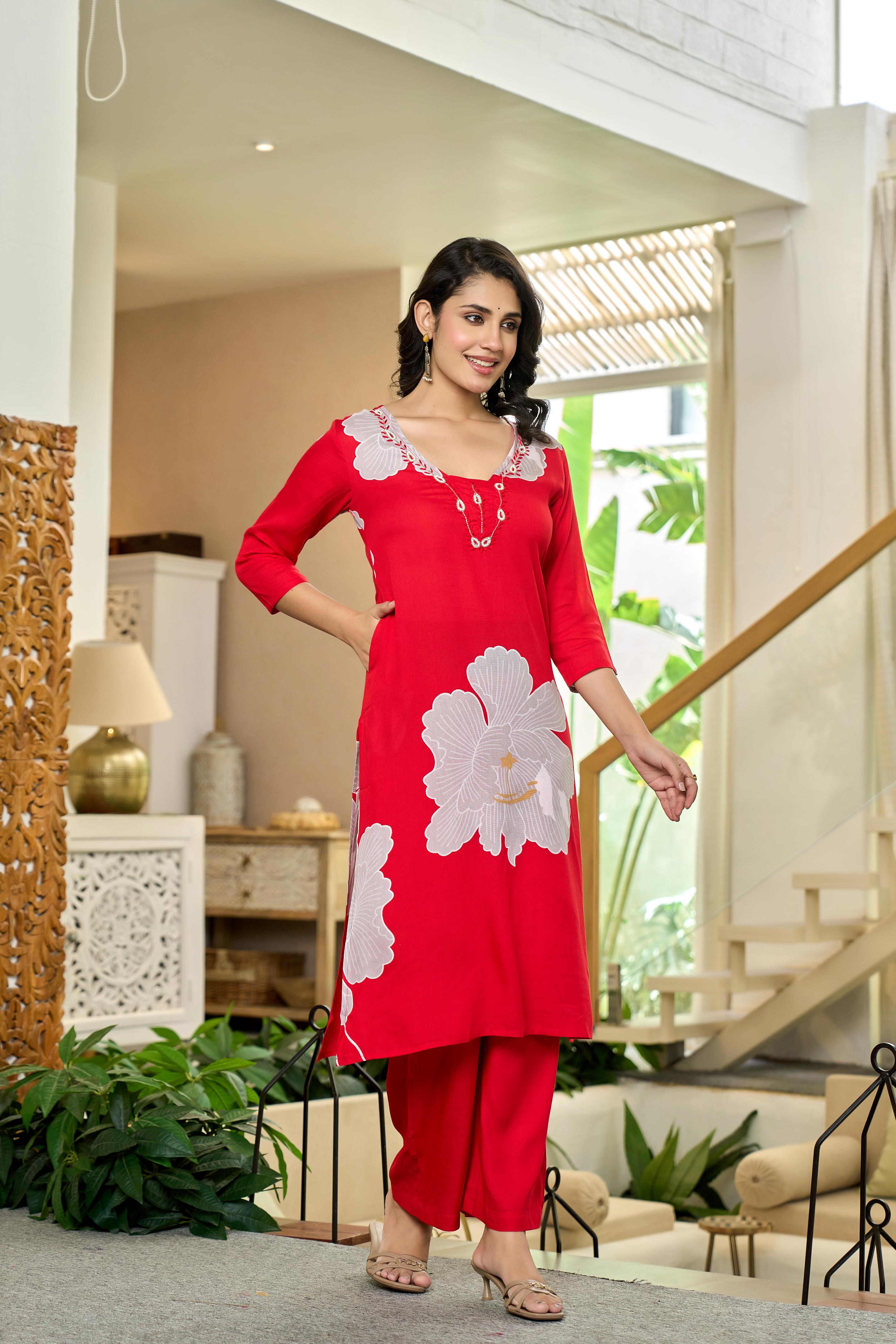 Crimson Orchid Kurta Set