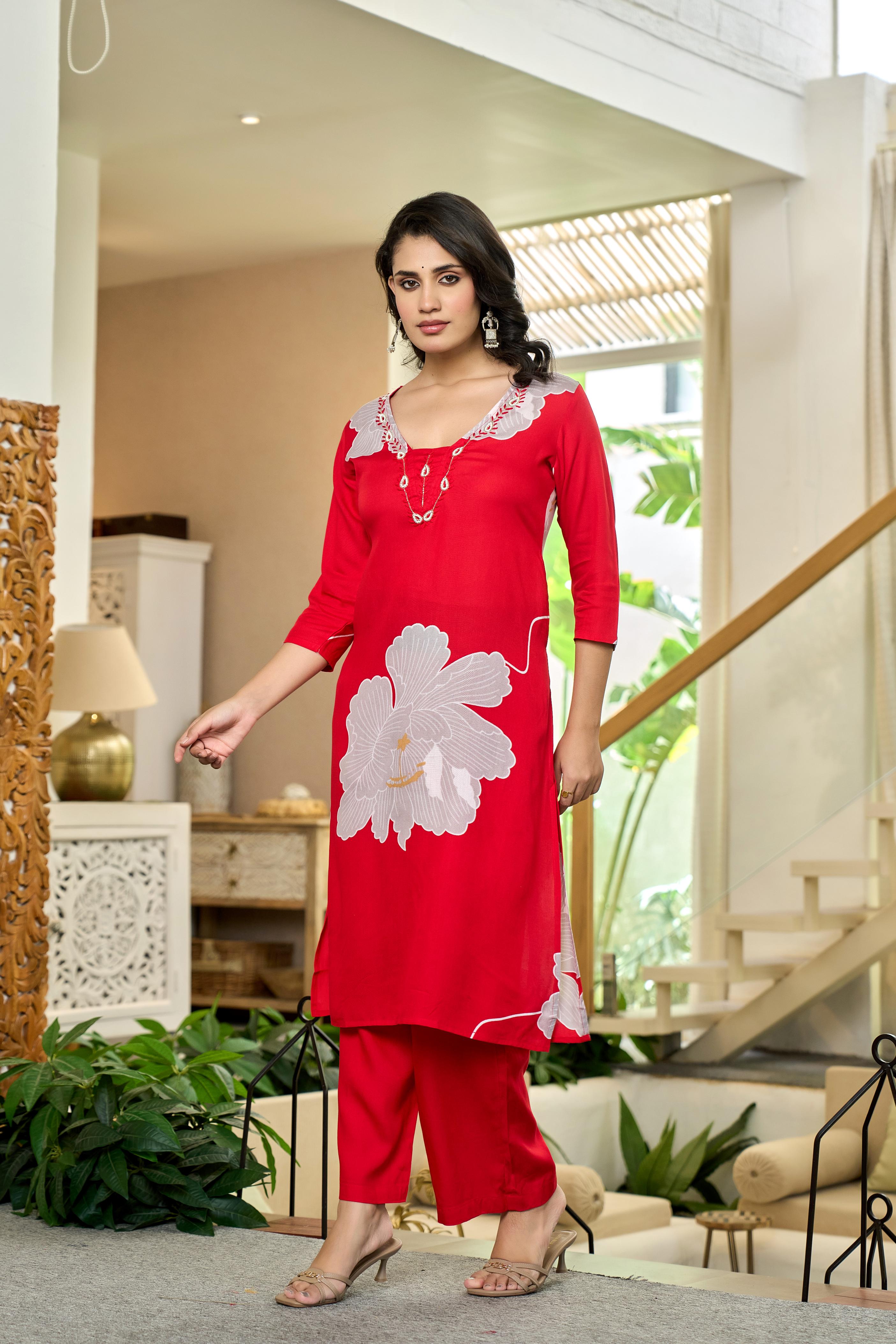 Crimson Orchid Kurta Set