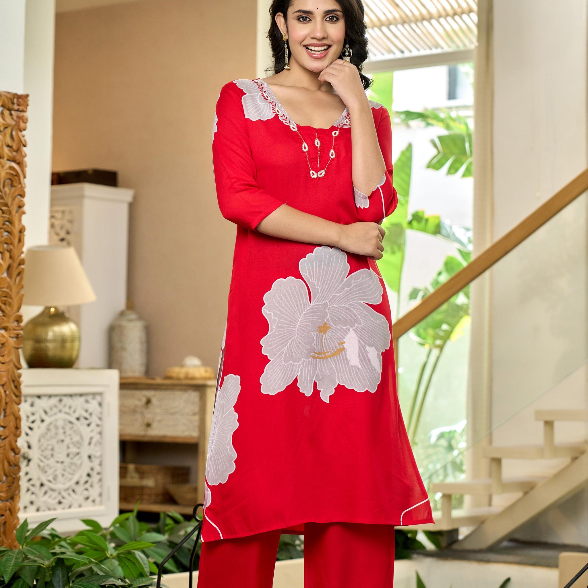 Crimson Orchid Kurta Set