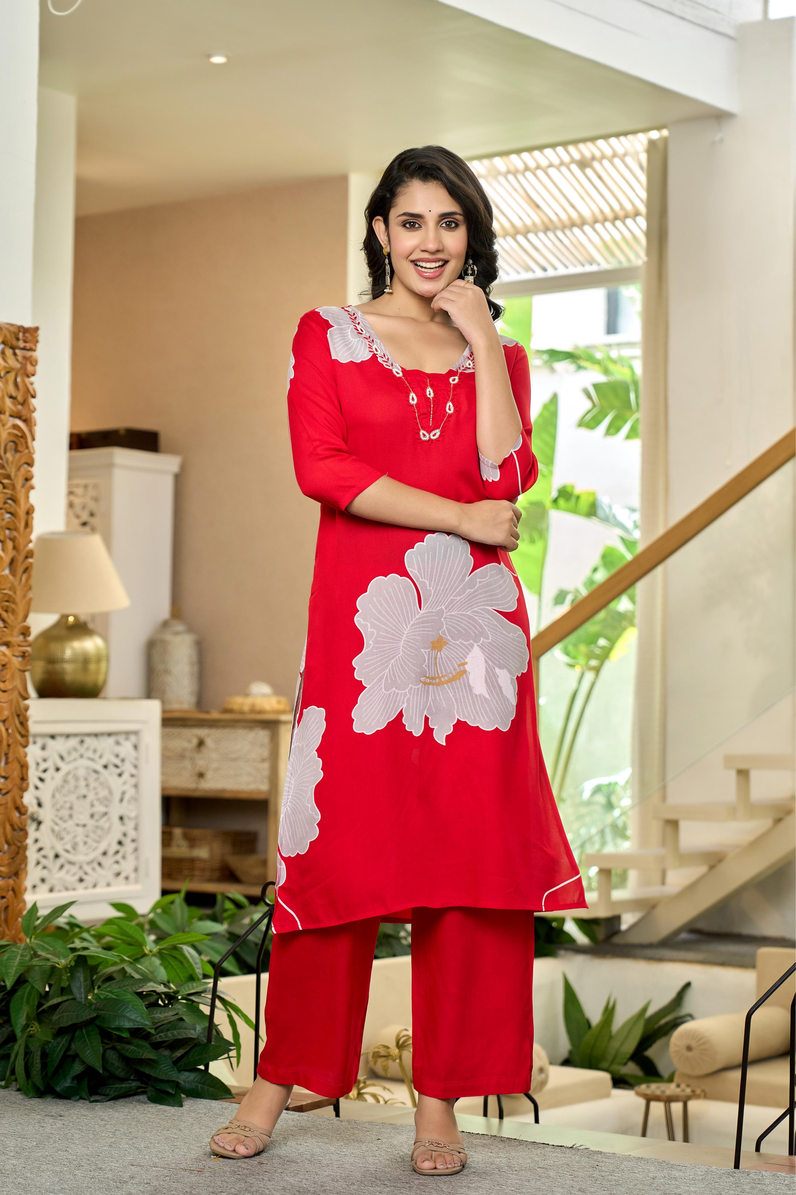Crimson Orchid Kurta Set