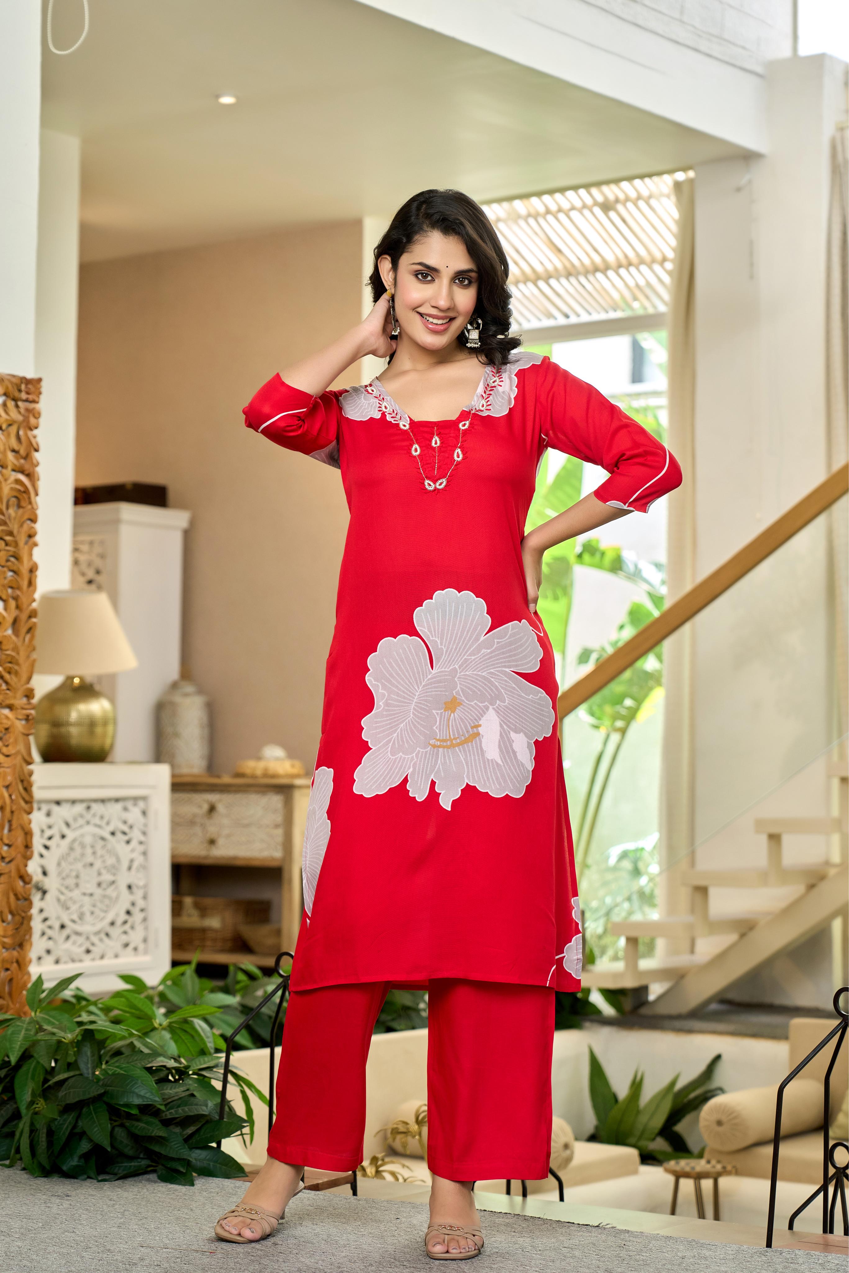 Crimson Orchid Kurta Set