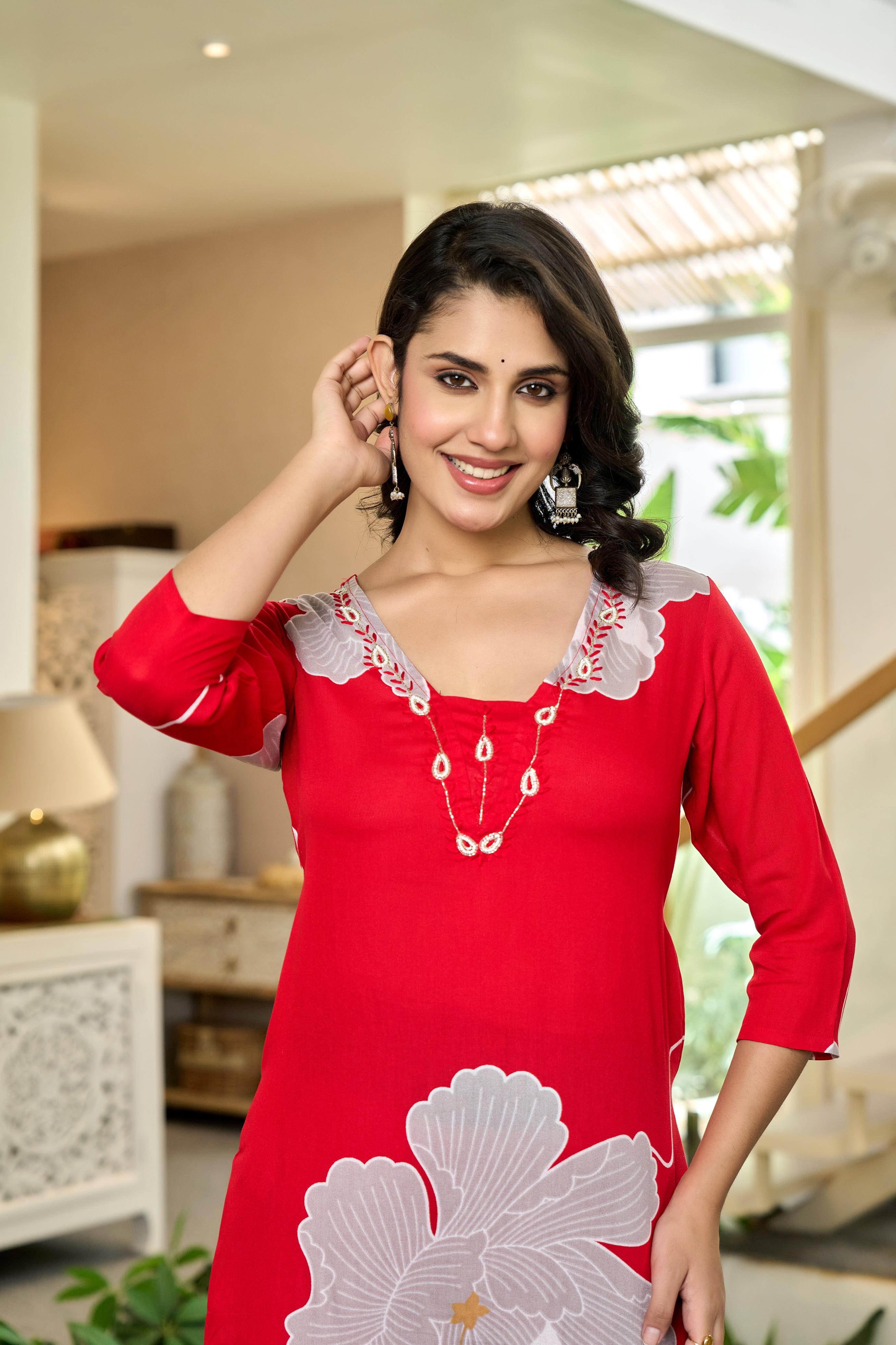 Crimson Orchid Kurta Set