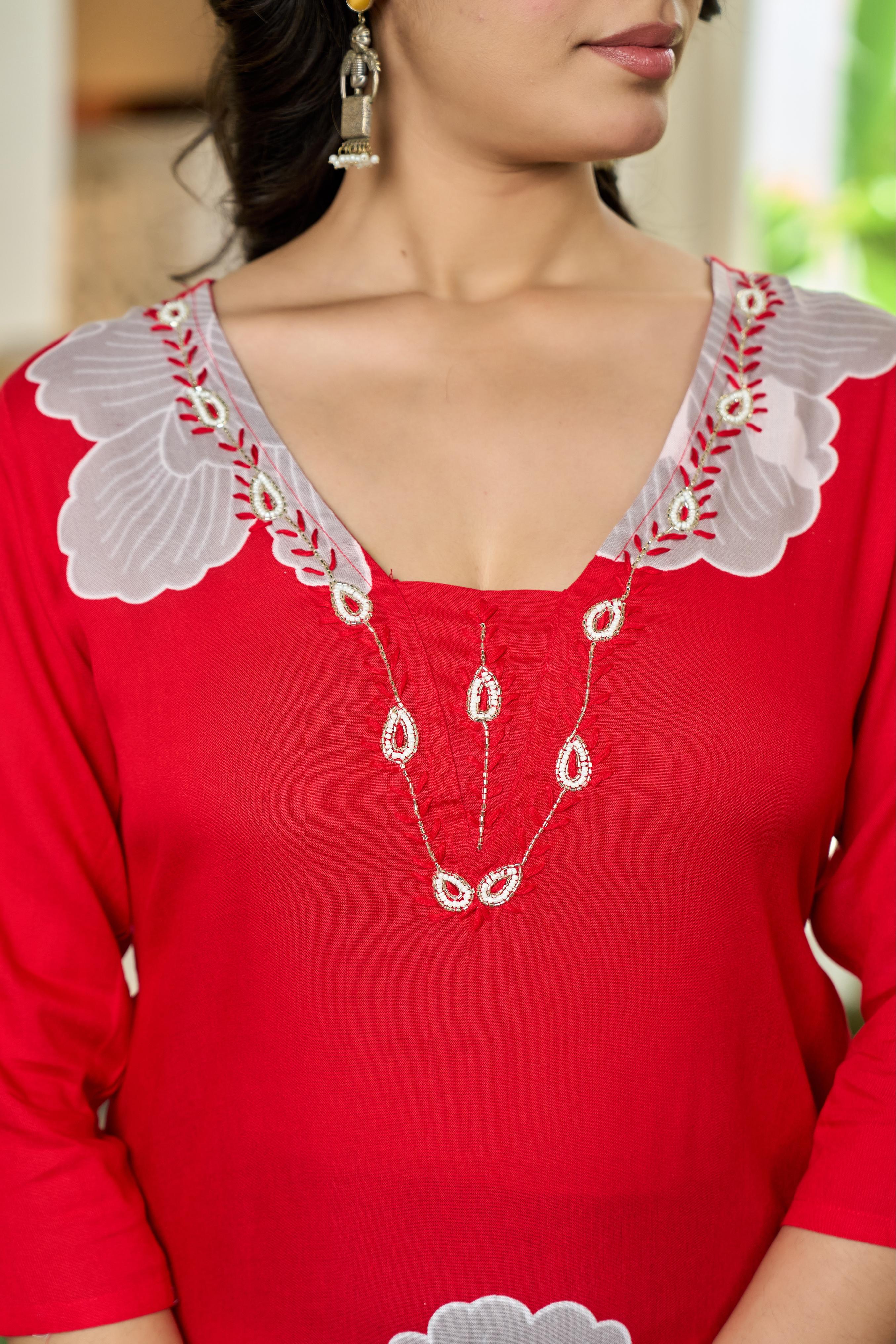 Crimson Orchid Kurta Set