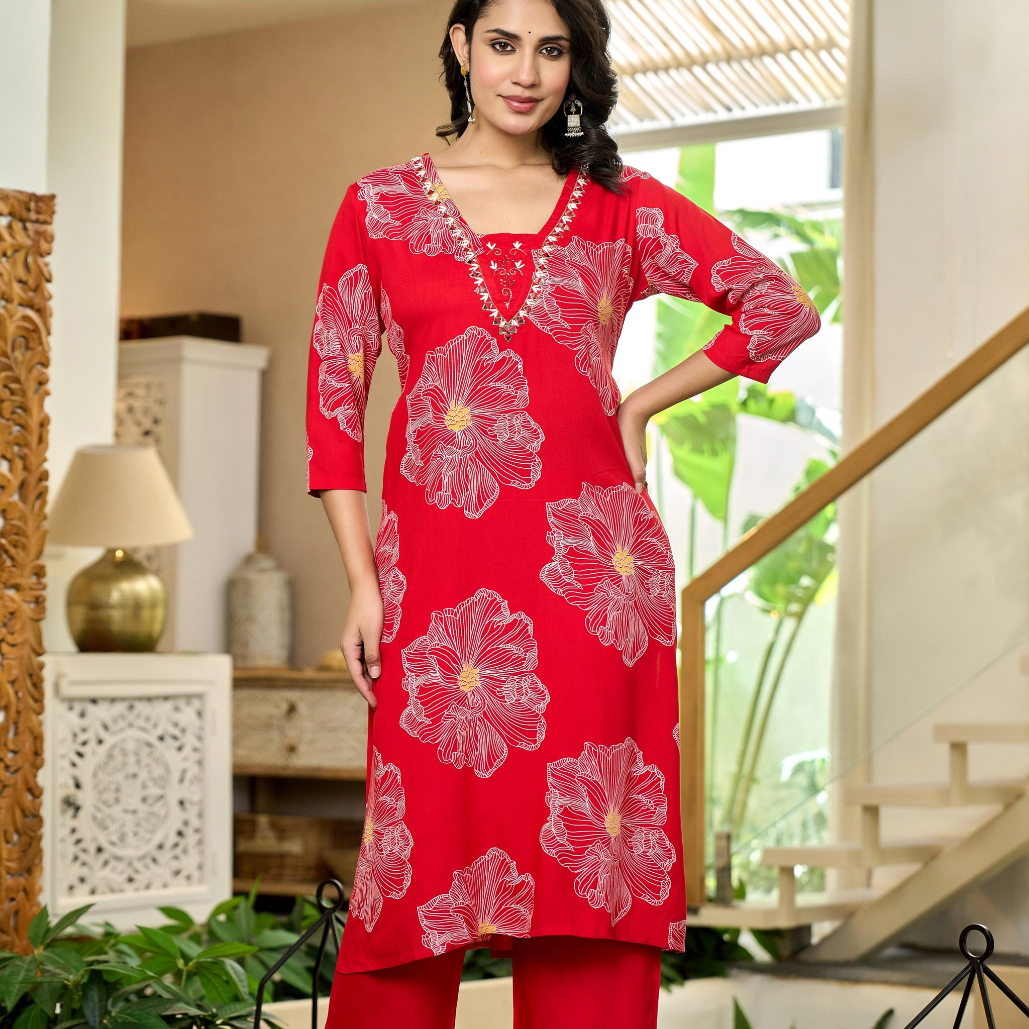 Scarlet Bloom Kurta Set