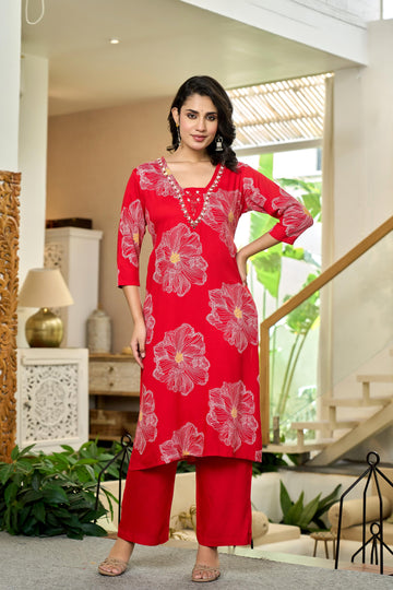 Scarlet Bloom Kurta Set