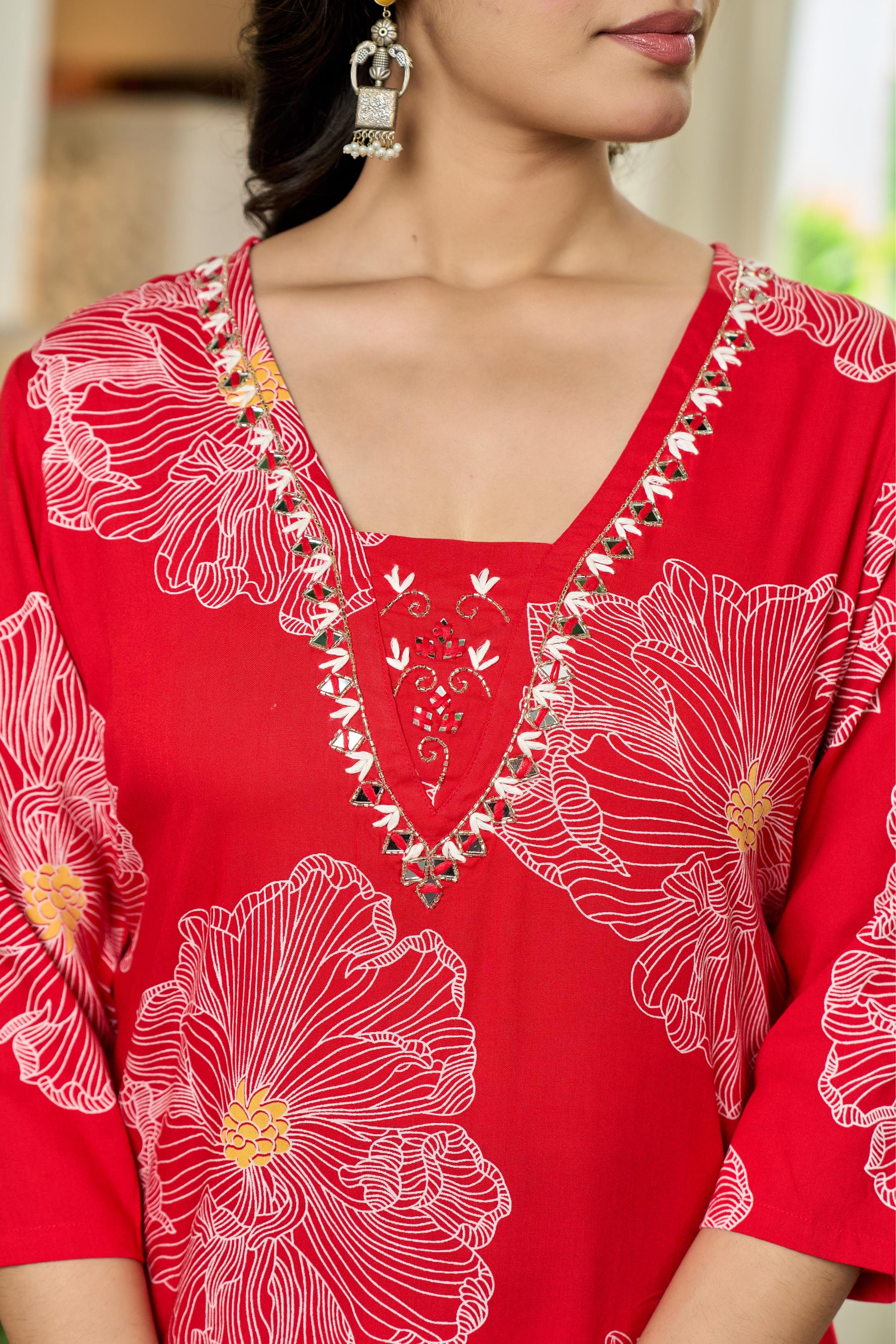 Scarlet Bloom Kurta Set