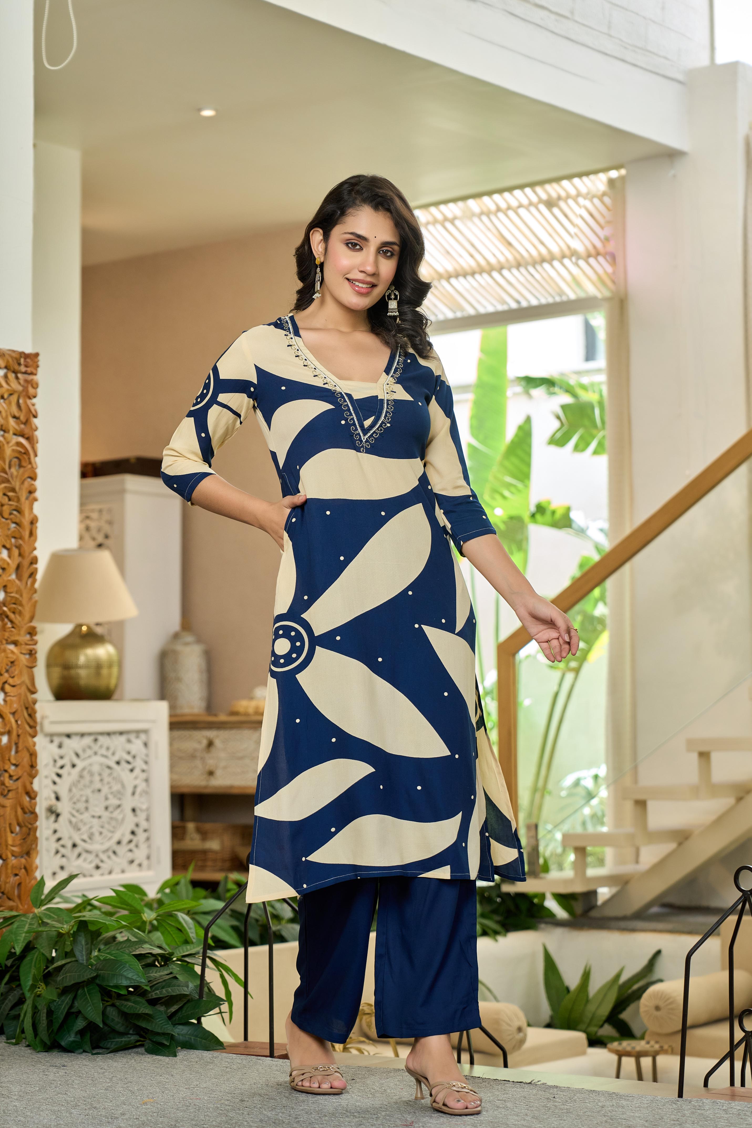 Indigo Leaf Kurta Set