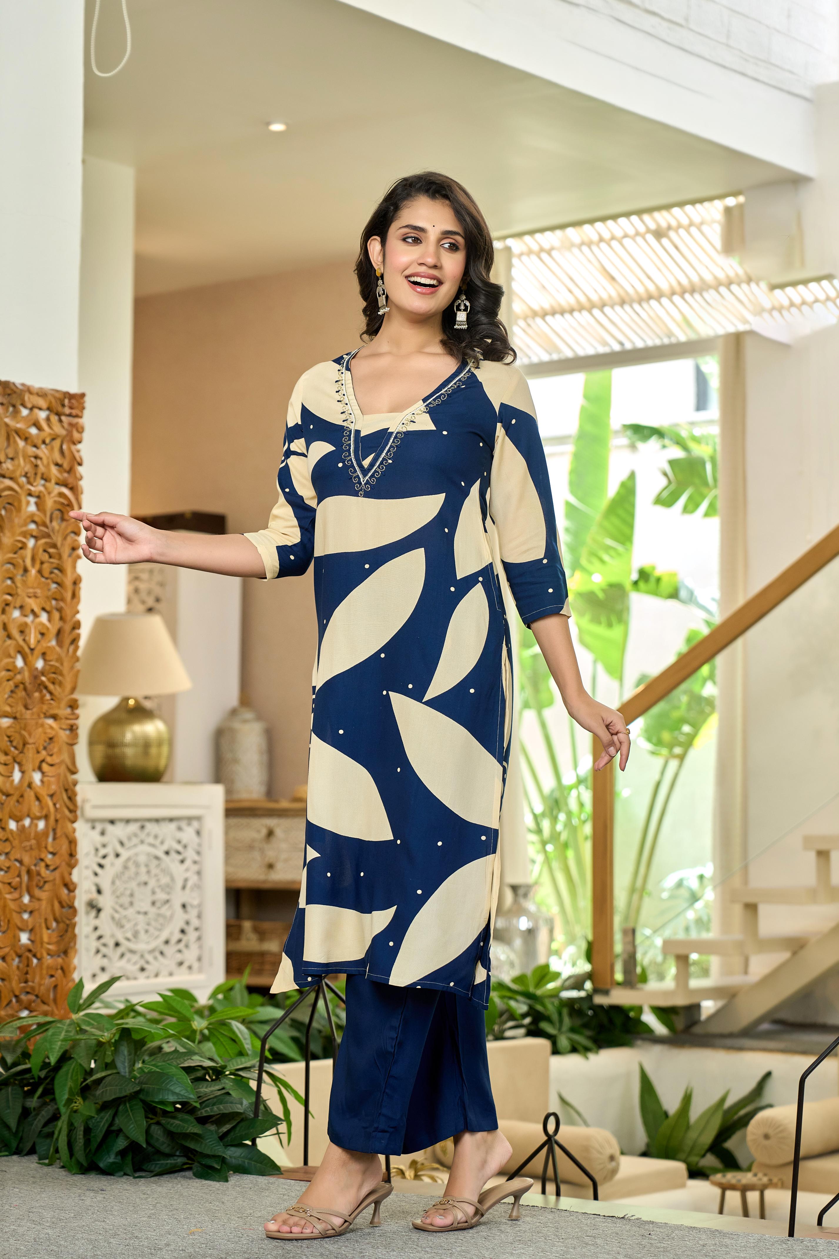 Indigo Leaf Kurta Set