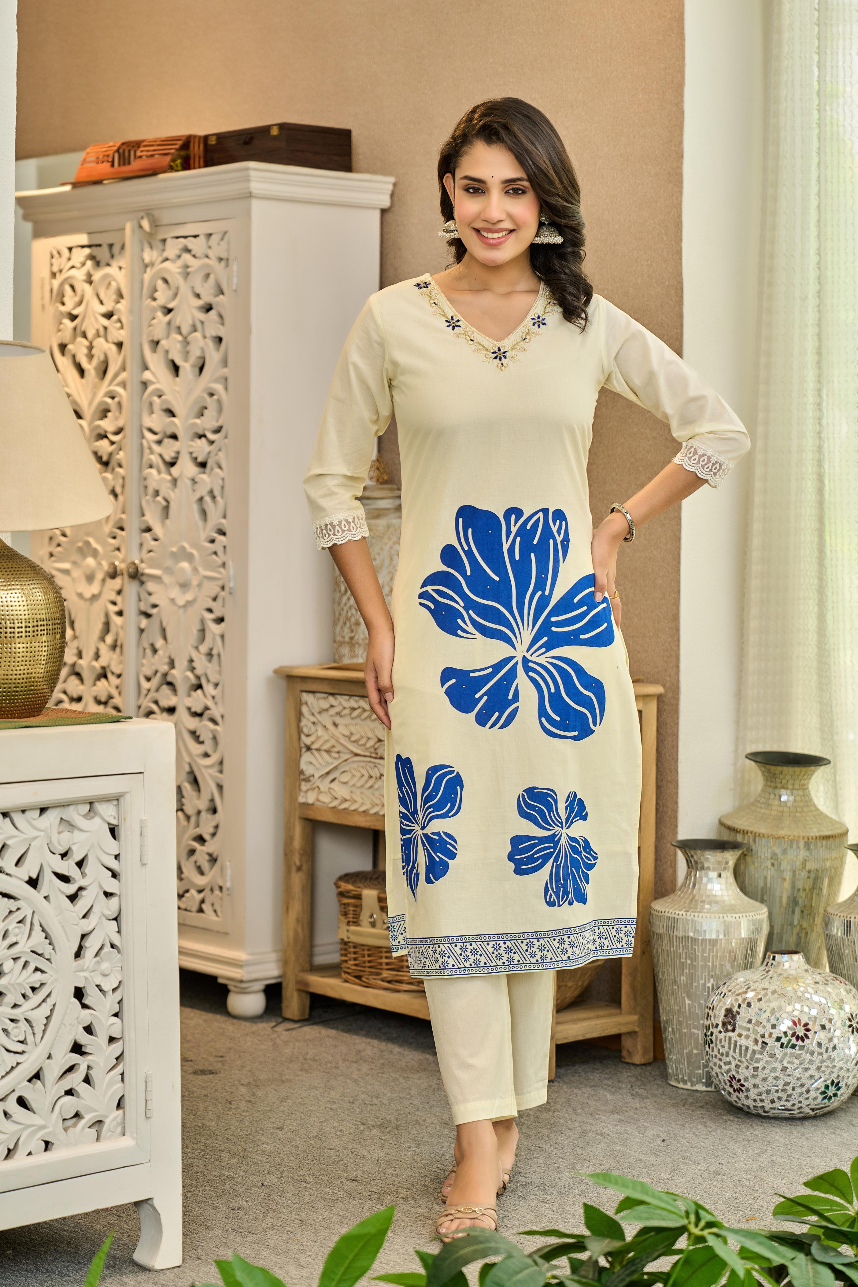 Azuralis 💙  -  Pure Cotton Kurta Set