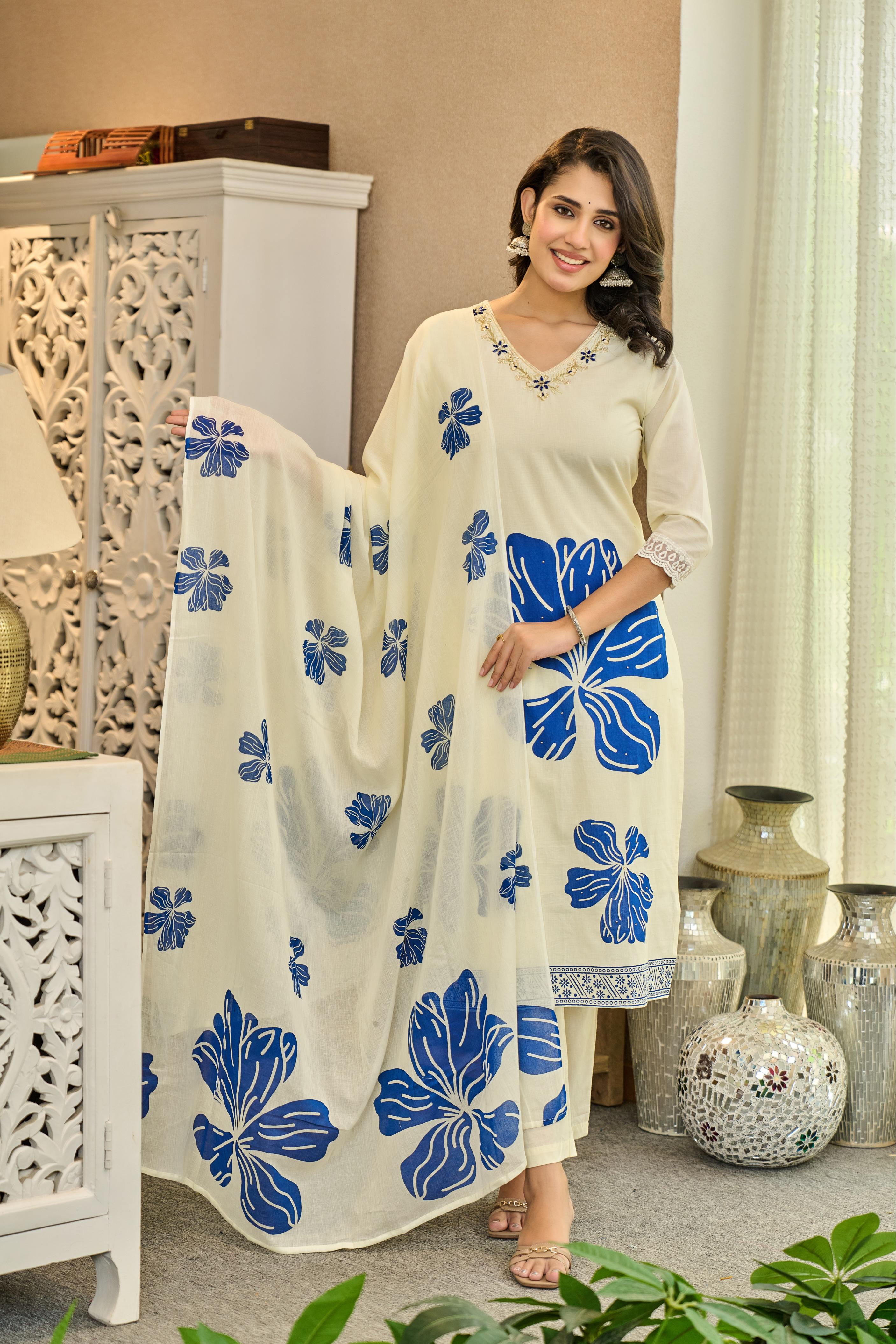 Azuralis 💙  -  Pure Cotton Kurta Set