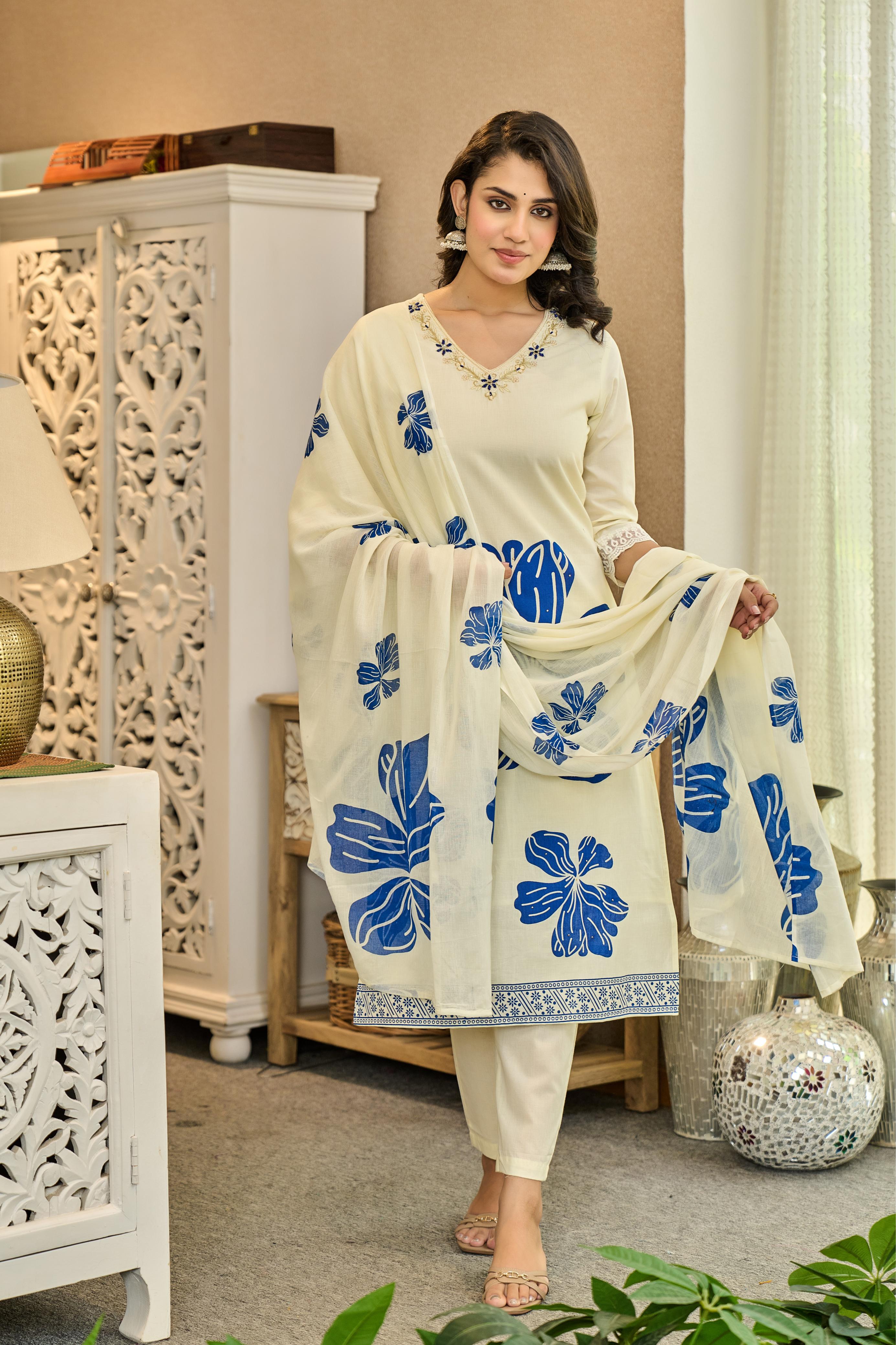 Azuralis 💙  -  Pure Cotton Kurta Set