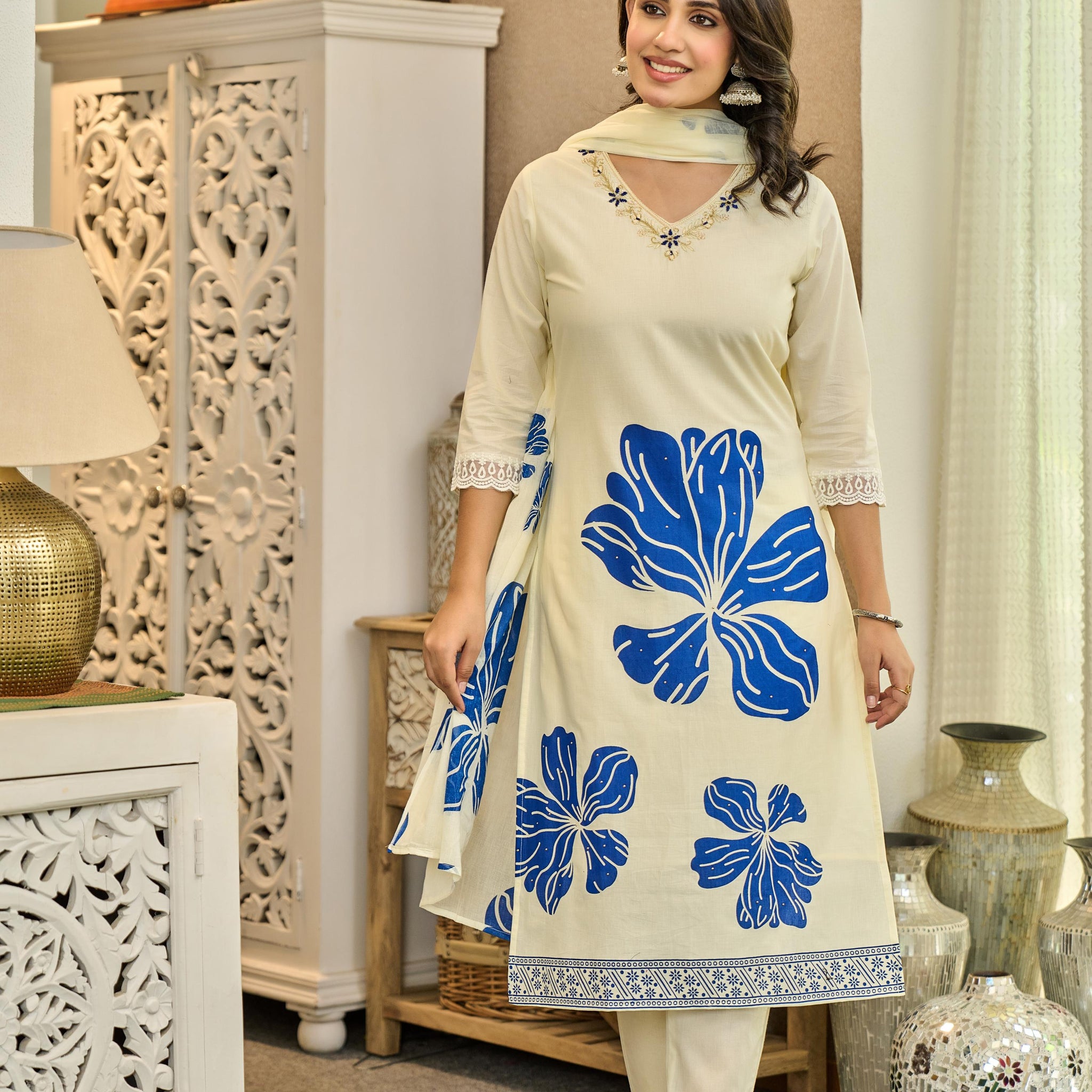 Azuralis 💙  -  Pure Cotton Kurta Set