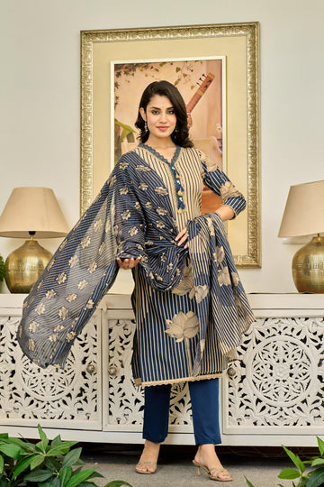 💙 Lotus Serenity – Premium Cotton Suit Set