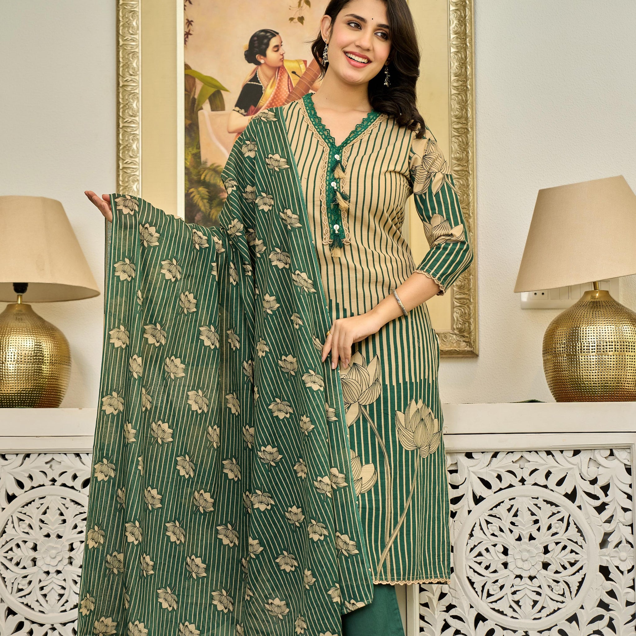🍃 Lotus Grace – Premium Cotton Embroidery Set