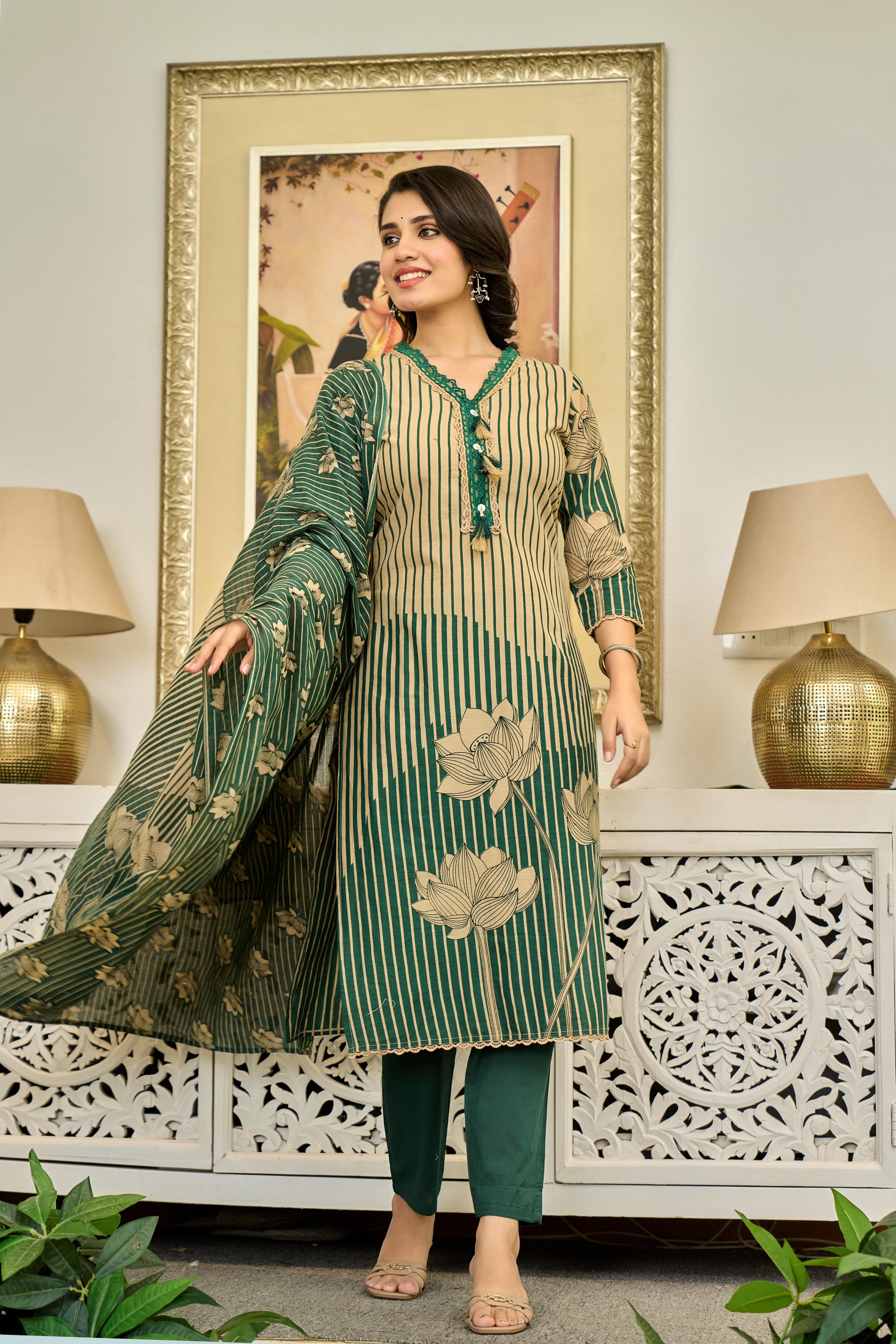 🍃 Lotus Grace – Premium Cotton Embroidery Set