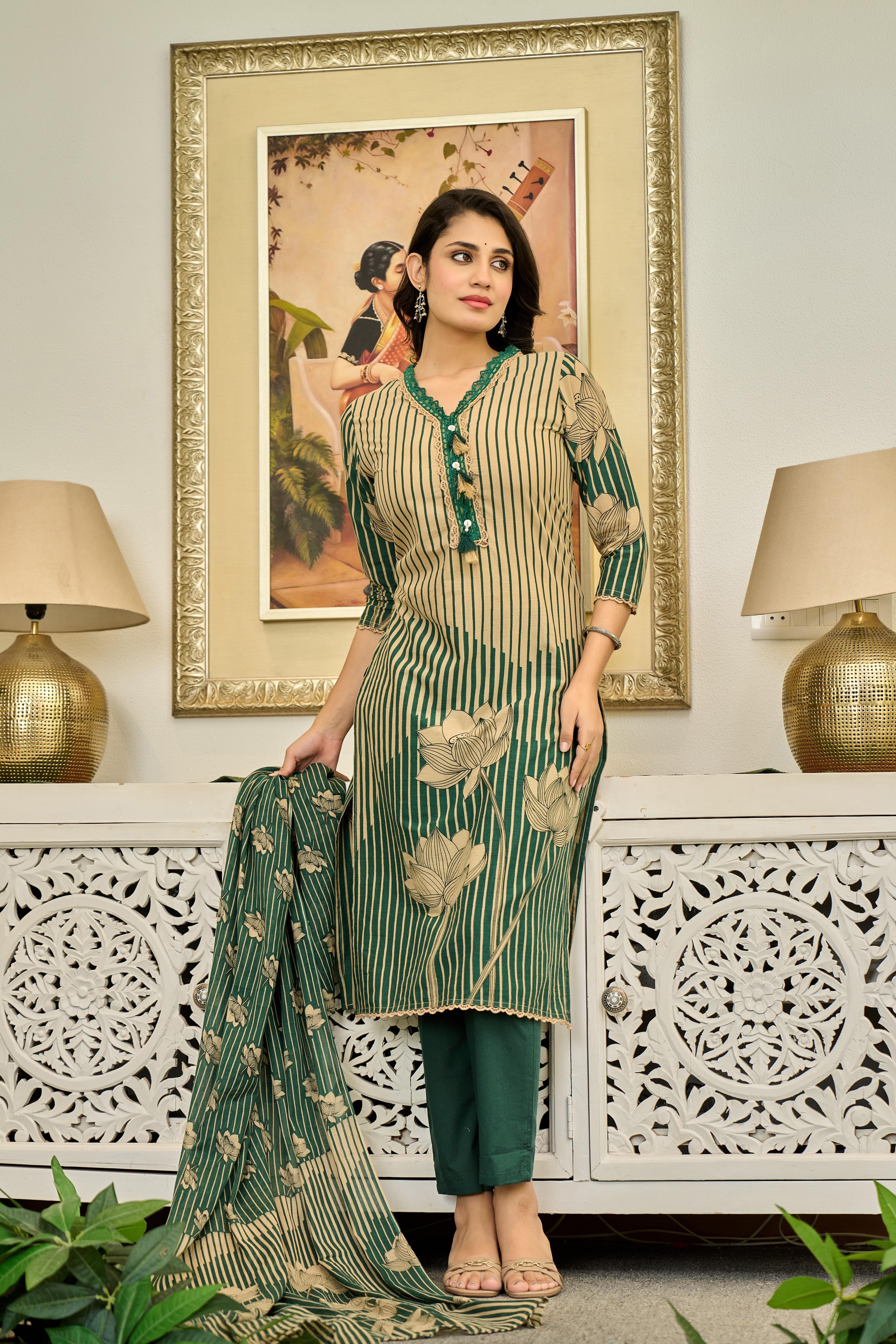🍃 Lotus Grace – Premium Cotton Embroidery Set