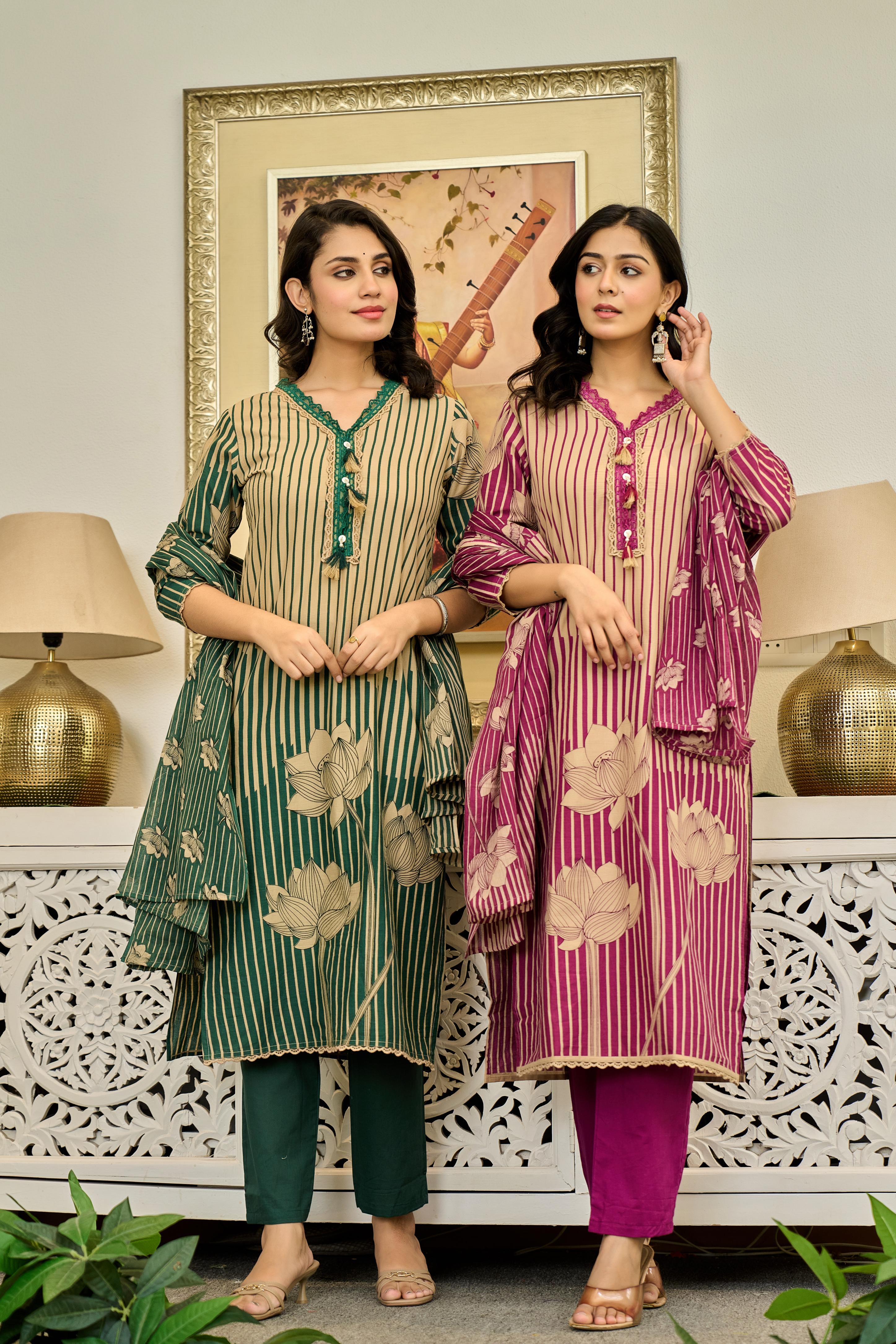 🍃 Lotus Grace – Premium Cotton Embroidery Set