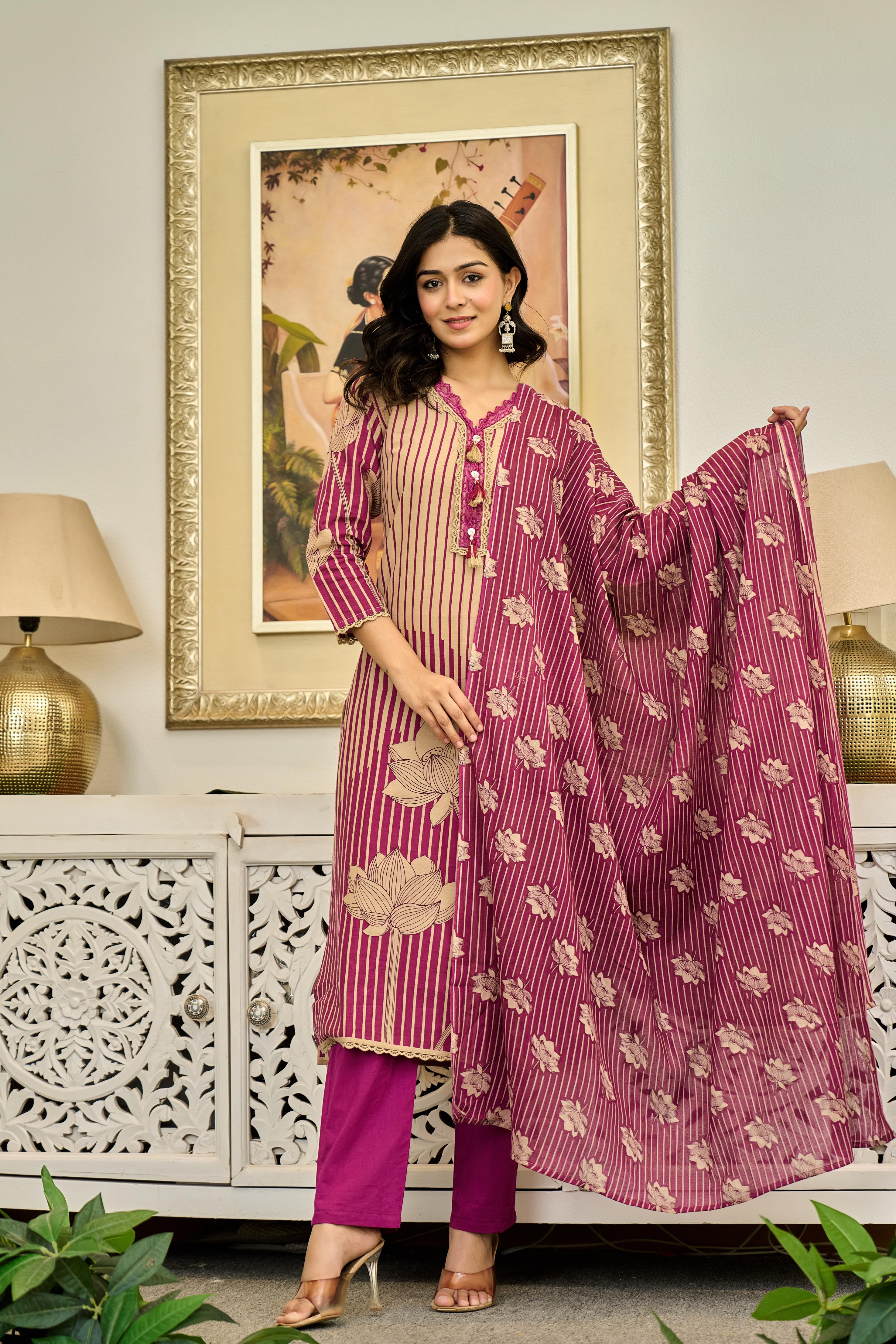 🌸 Lotus Bloom – Premium Cotton Suit Set