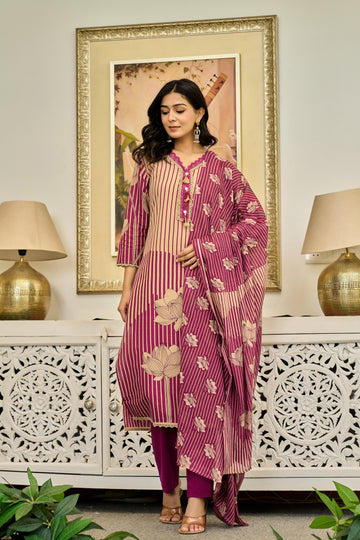 🌸 Lotus Bloom – Premium Cotton Suit Set