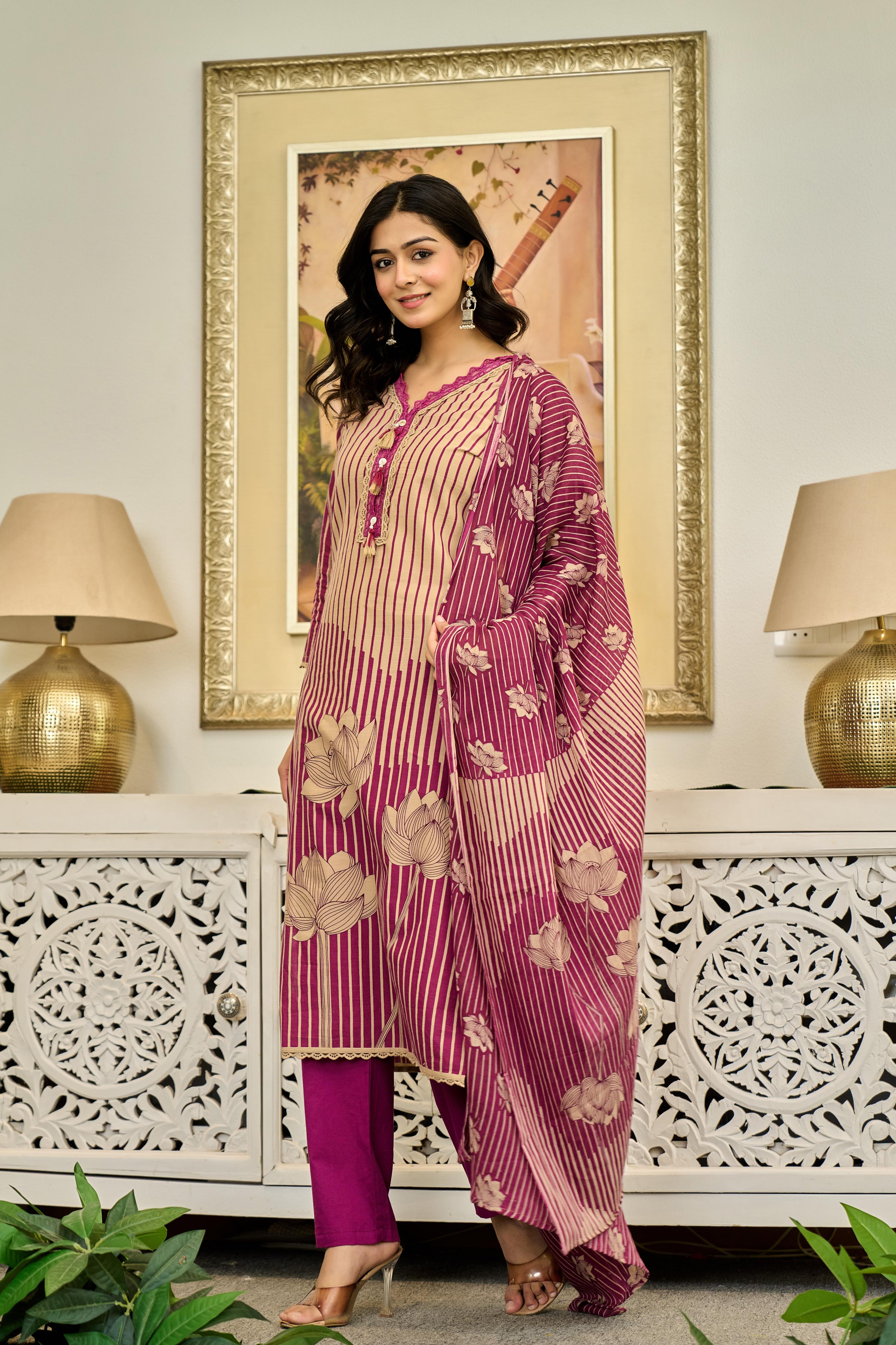 🌸 Lotus Bloom – Premium Cotton Suit Set
