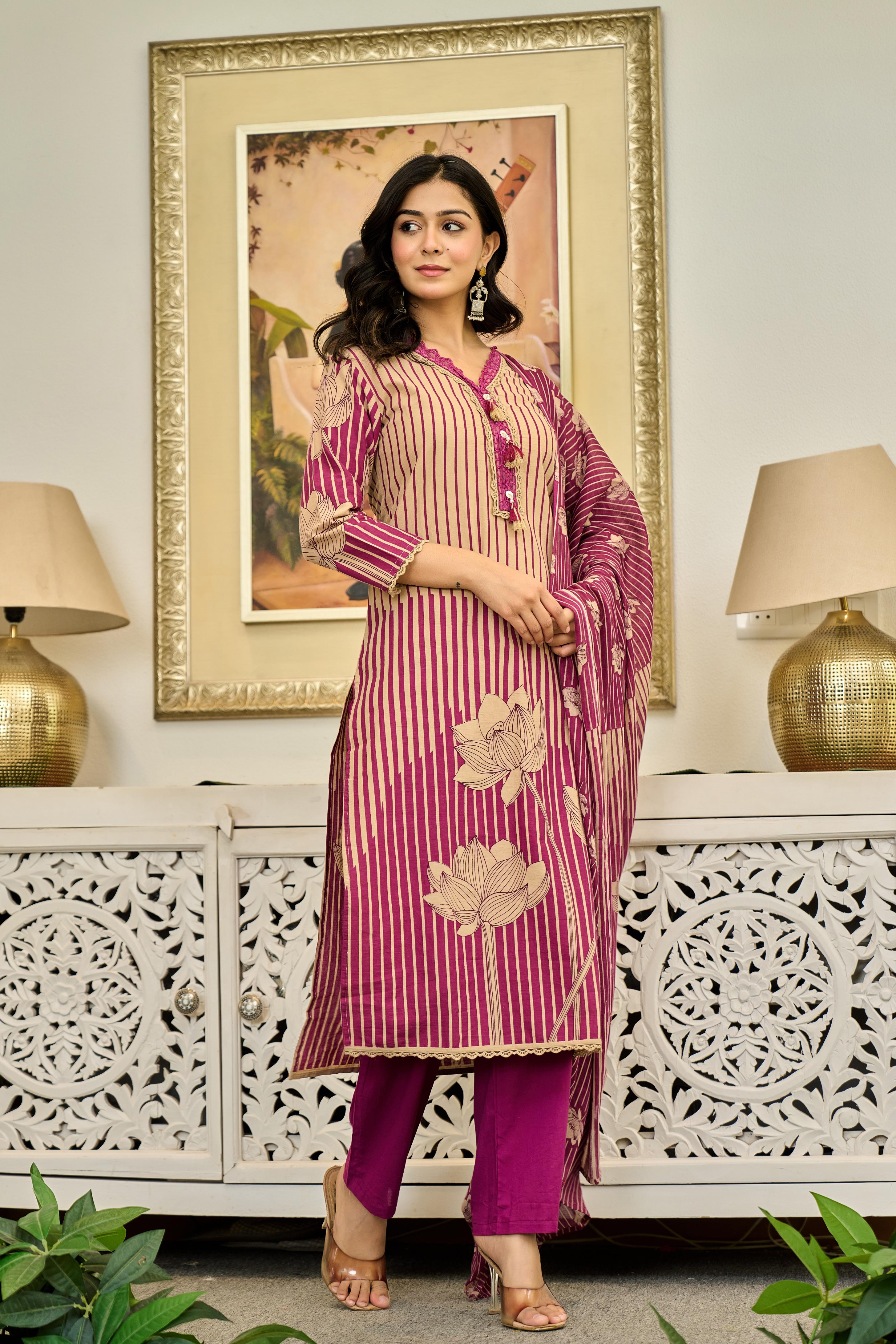 🌸 Lotus Bloom – Premium Cotton Suit Set