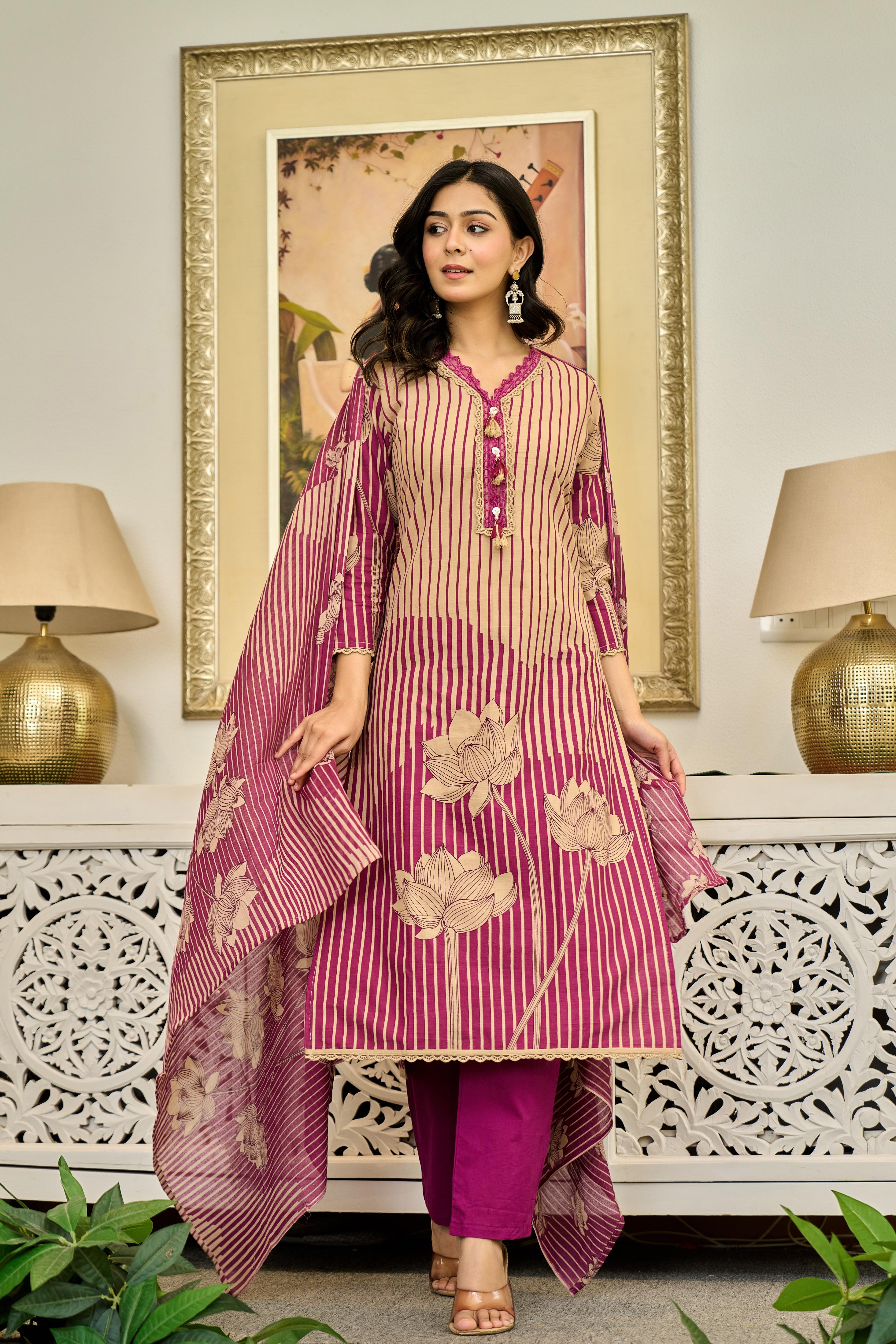 🌸 Lotus Bloom – Premium Cotton Suit Set